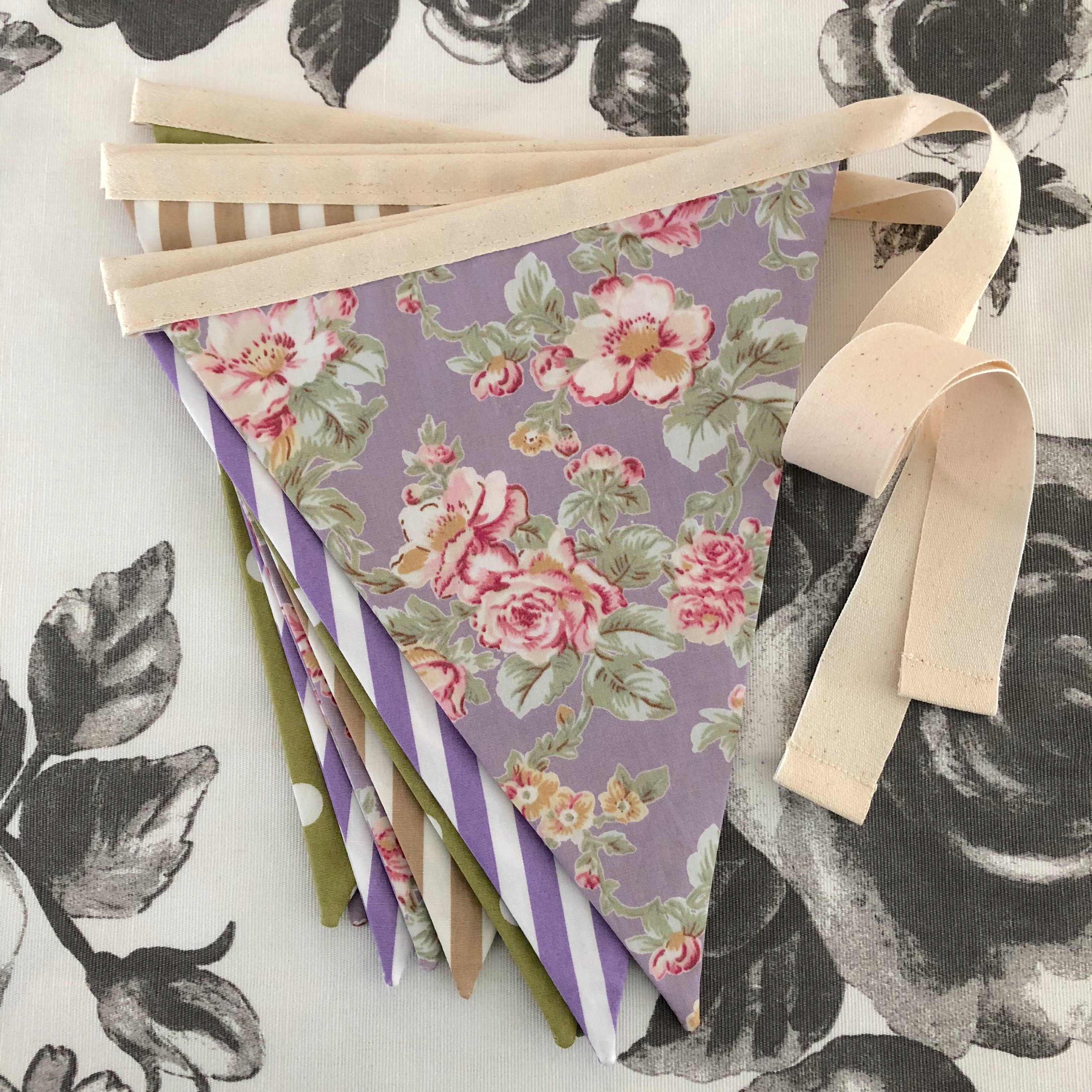 ธงผ้าสีพาสเทล วินเทจ ผ้าคอตตอนชนิด100%