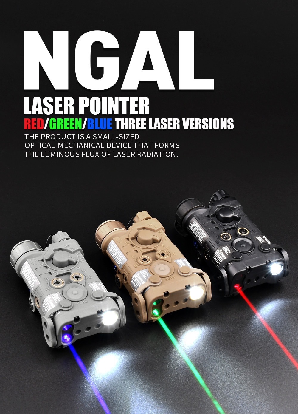 กล่อง L3 NGAL IR Illuminator ยี่ห้อ WADSN รุ่น Real Grade (รุ่น Top) (L3 NGAL) (L3 NGAL IR Illuminator) (L3 NGAL IR Conventional) (Next Generation Aiming Laser) รุ่นไฟฉาย และ เลเซอร์สีแดง