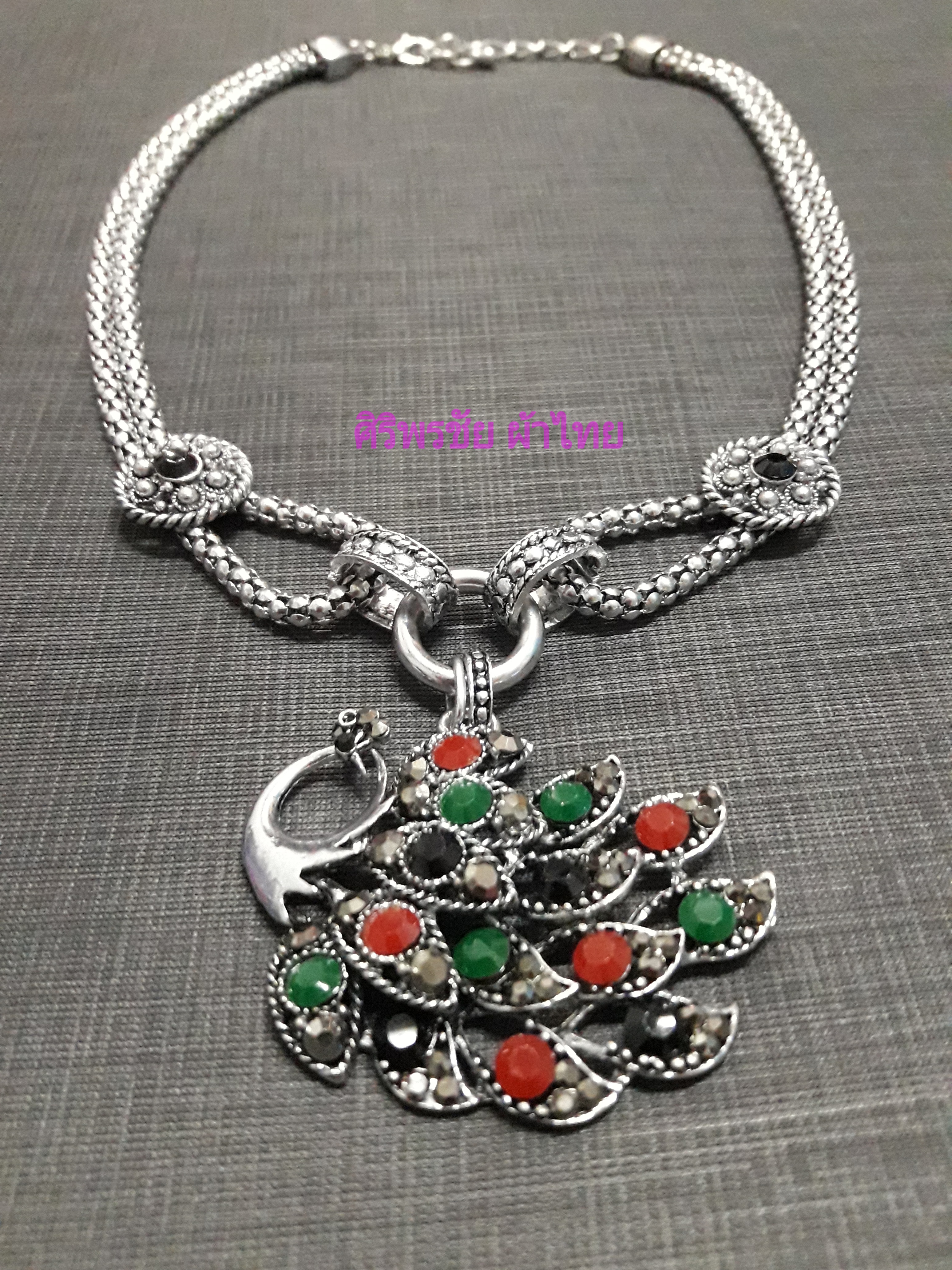 สร้อยคอโลหะสีเงินรมดำ เครื่องประดับโลหะ สร้อยคอโหละโซ่ สร้อยคอลาว สีสร้อยโลหะสีเงินรมดำ ขาวเงิน