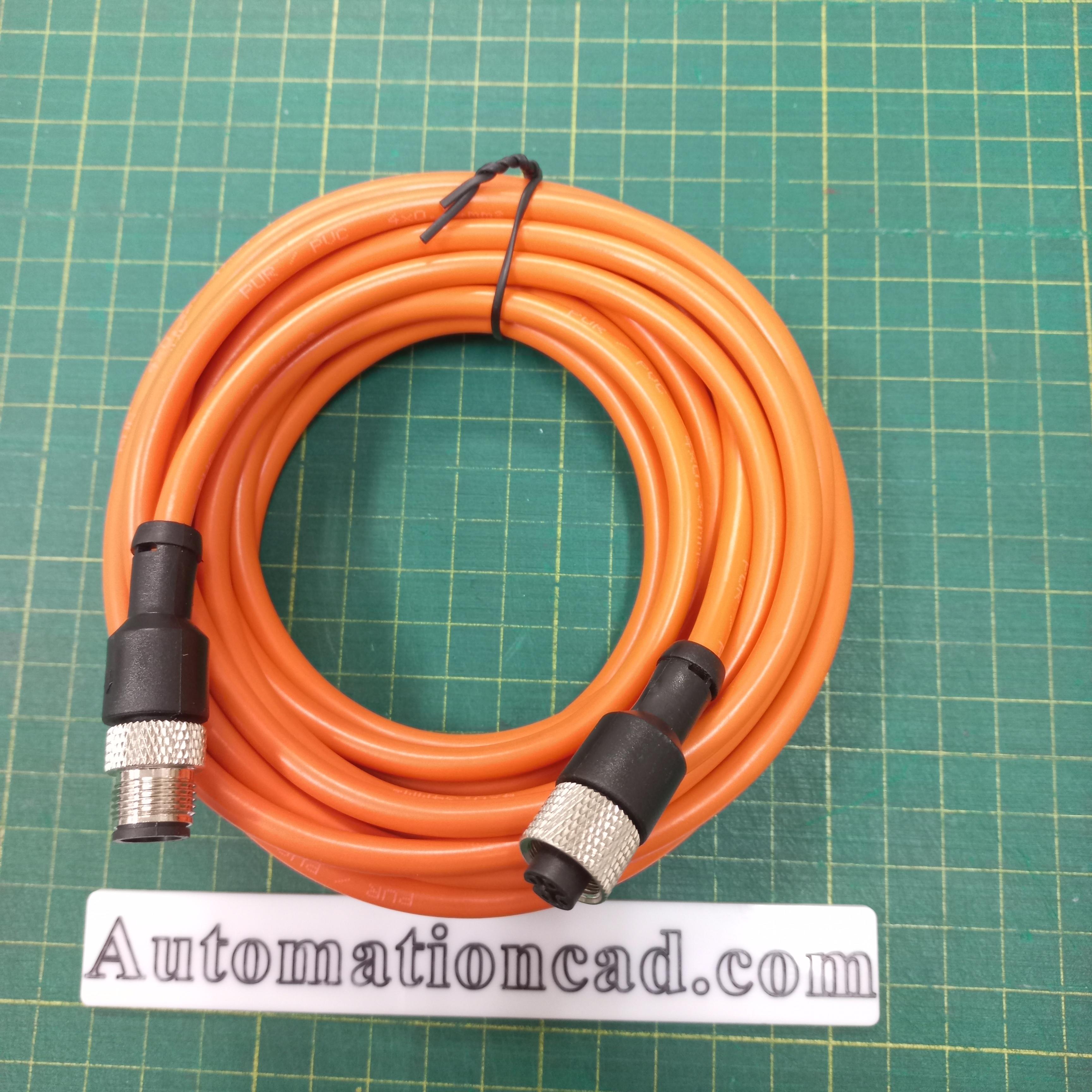 สายพร้อม CONNECTOR (PUR) แบบตรง เกลียว M12 ผู้-เมีย แบบ 4 ขา ยาว 5m.