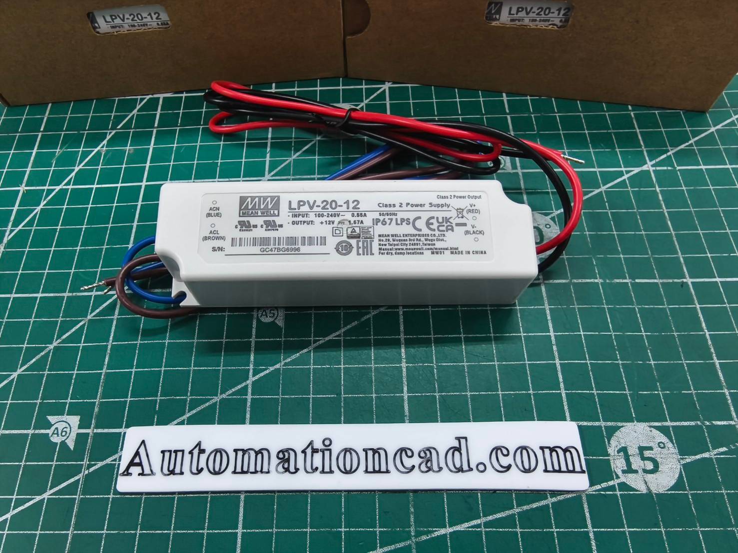 LED Driver พาวเวอร์ซัพพลาย LPV-20-12 Meanwell 12VDC 20W Switching Power Supply ของแท้