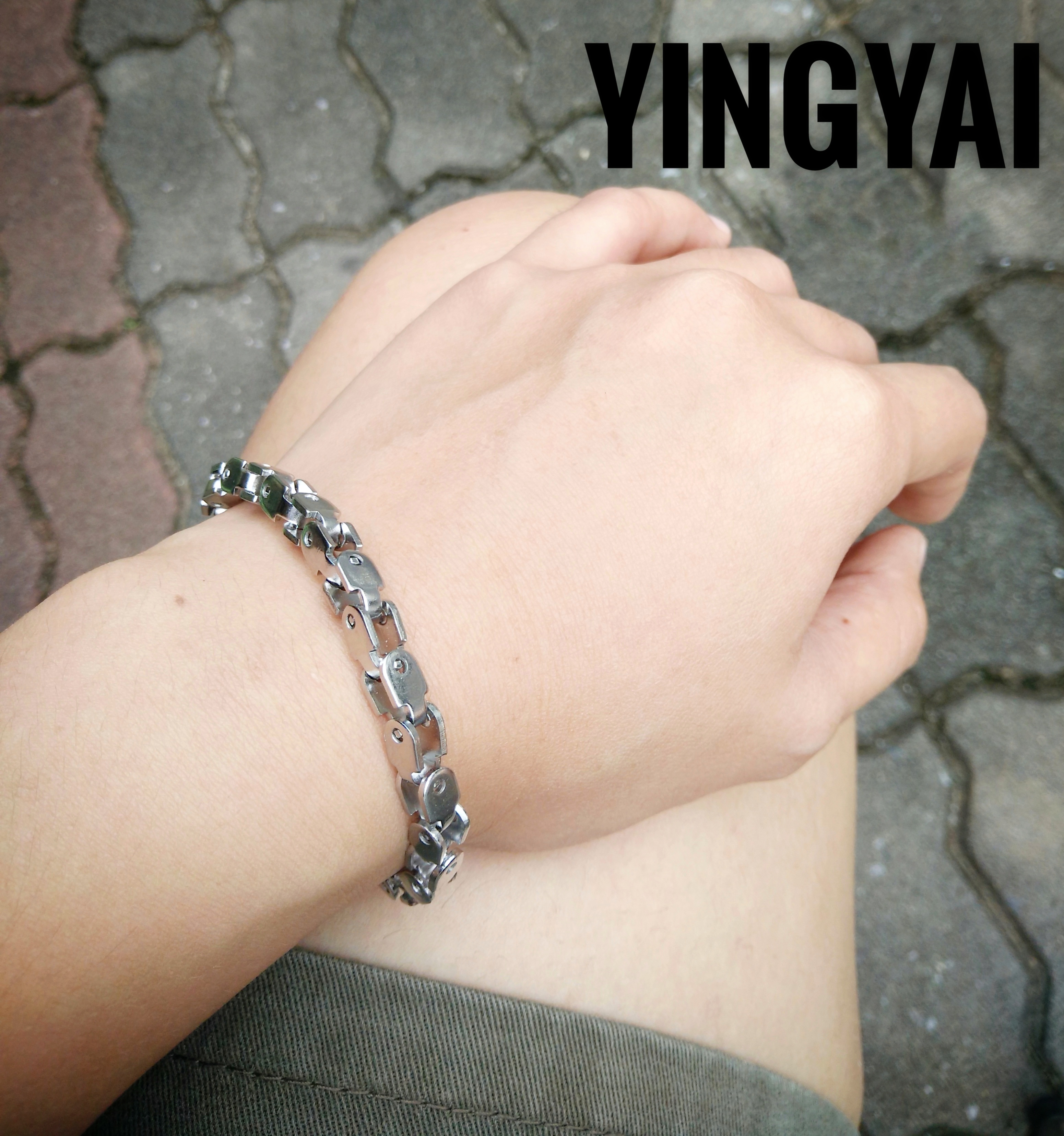 สร้อยข้อมือสแตนเลส ลายแท่นบีท