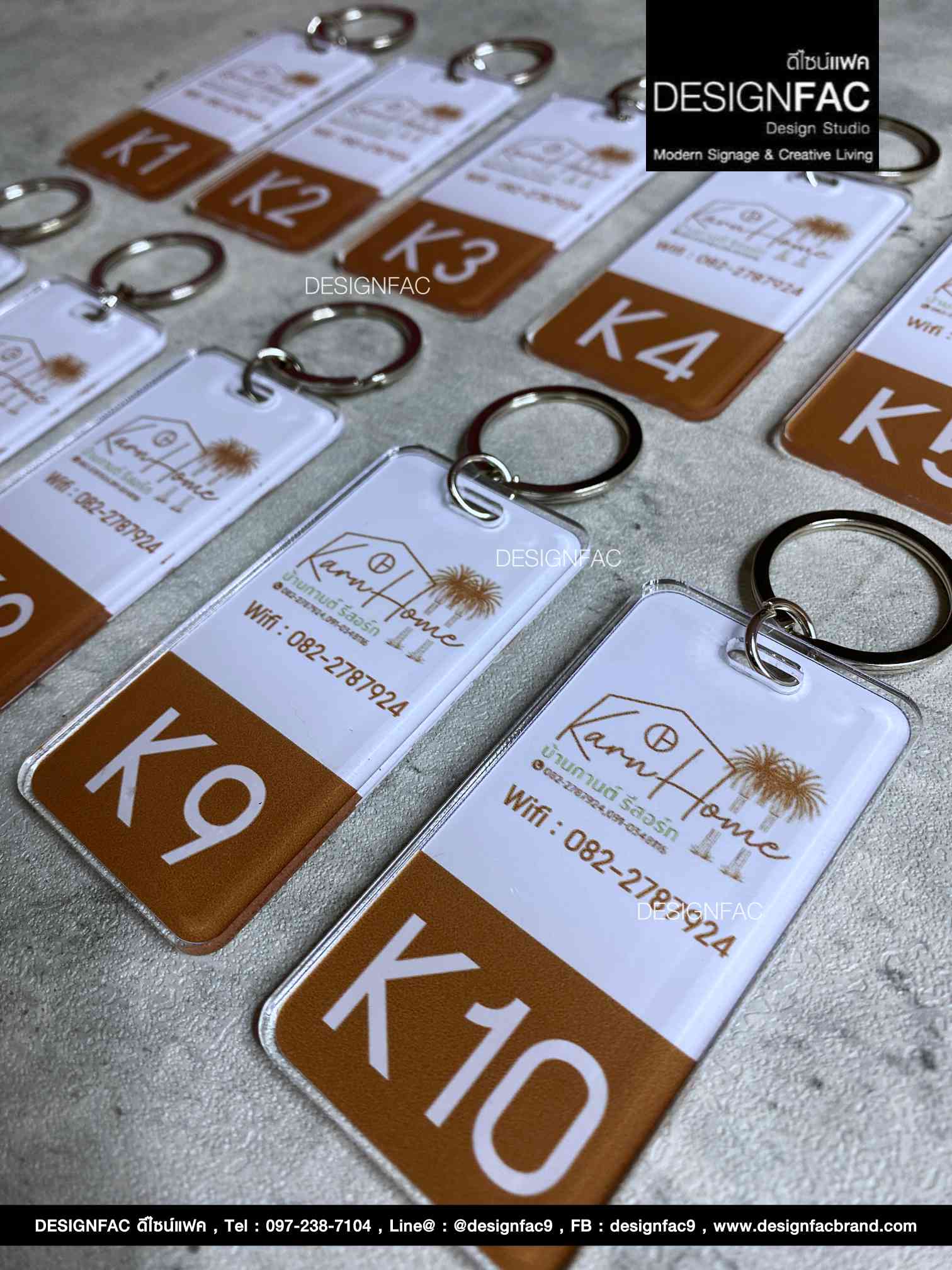 พวงกุญแจเลขห้องพัก พวงกุญแจอะคริลิค สไตล์โมเดิร์น มินิมอล