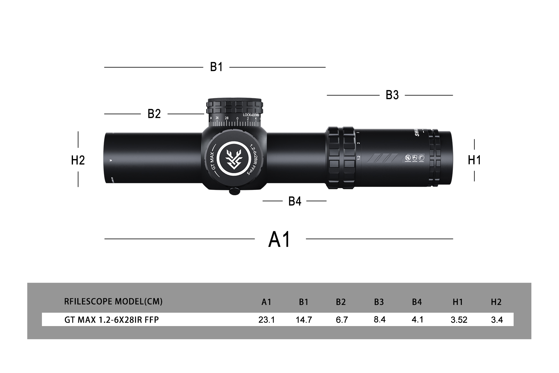 New. สโคปยิงไว GT MAX 1.2-5x28IR FFP (34DK)