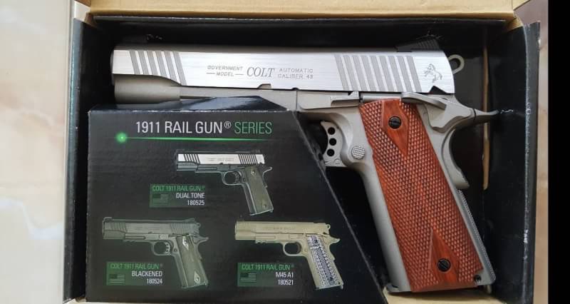 New.ปืนสั้นอัดแก๊สCybergun Colt 1911 Rail Gun Co2 Pistol 🎯KWC เป็นผู้ผลิตภายใต้แบนด์ Cybergun 🎯ตัวปืนสแตนเลส ยิงแรงถีบของปืนได้อารมณ์ 🎯ตัวปืนทำเหมือน Inokusu มากแต่ใกล้เคียง 🎯สีปืนทำเหมือนจริงมาก สีปืน Crakote เซราโคส