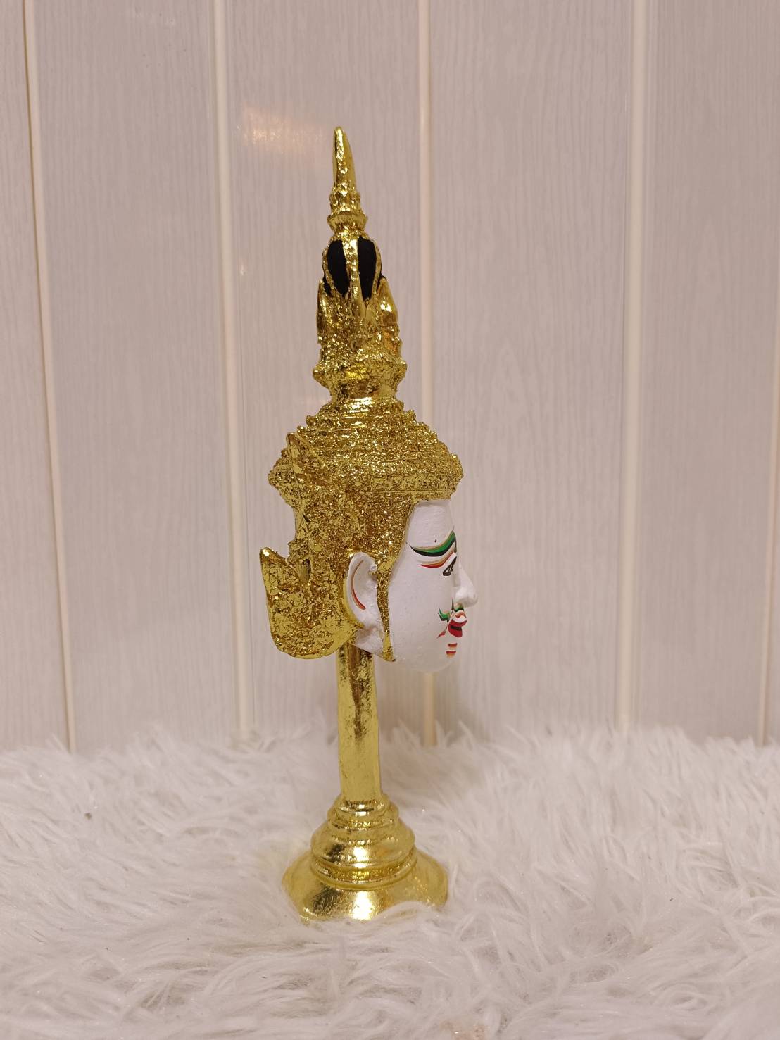 หัวโขน เศียรครู พระปัญจะสิงขร พร้อมฐานทอง ขนาดกลาง4 นิ้ว (เรซิ่น)