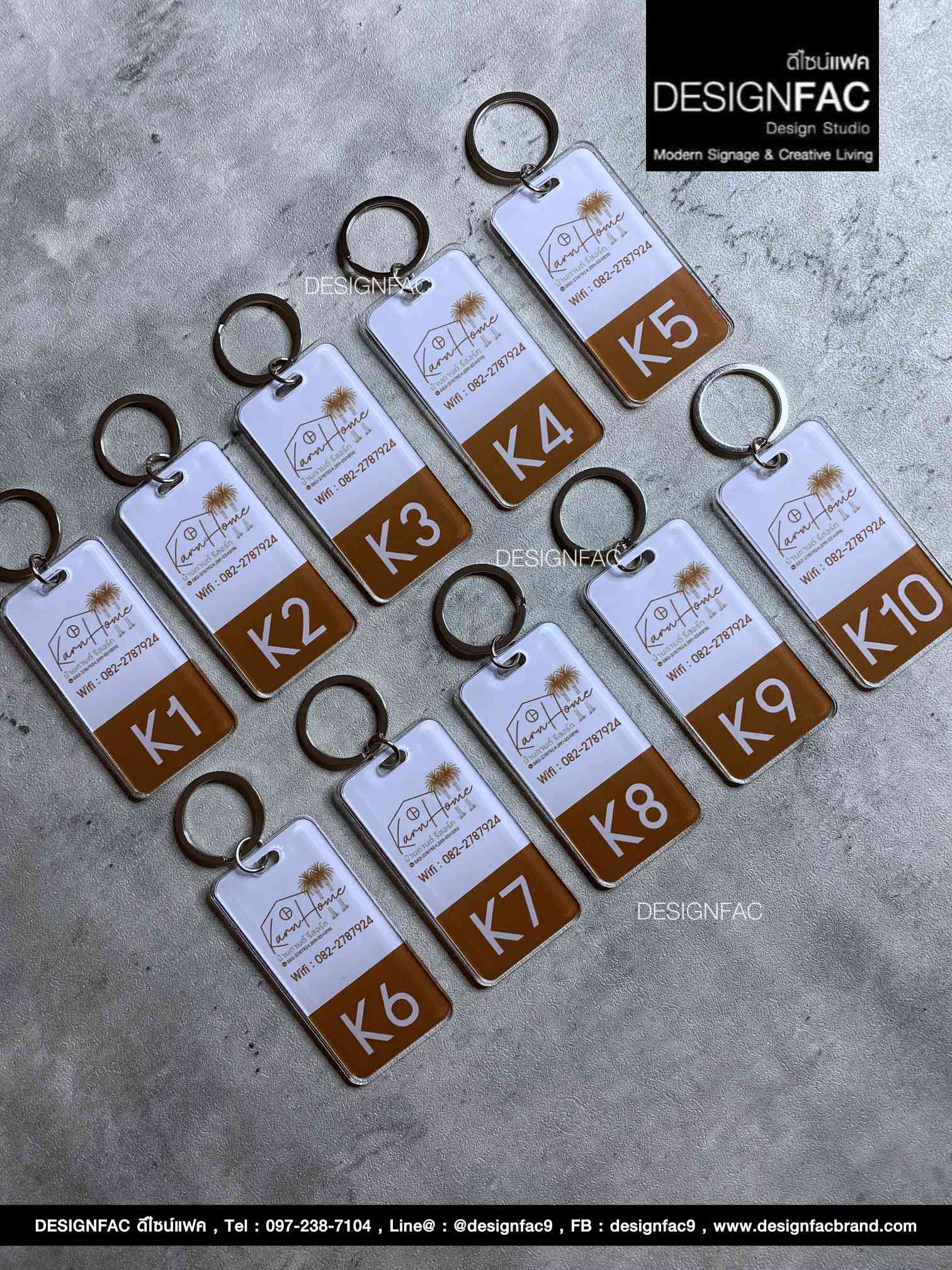 พวงกุญแจเลขห้องพัก พวงกุญแจอะคริลิค สไตล์โมเดิร์น มินิมอล