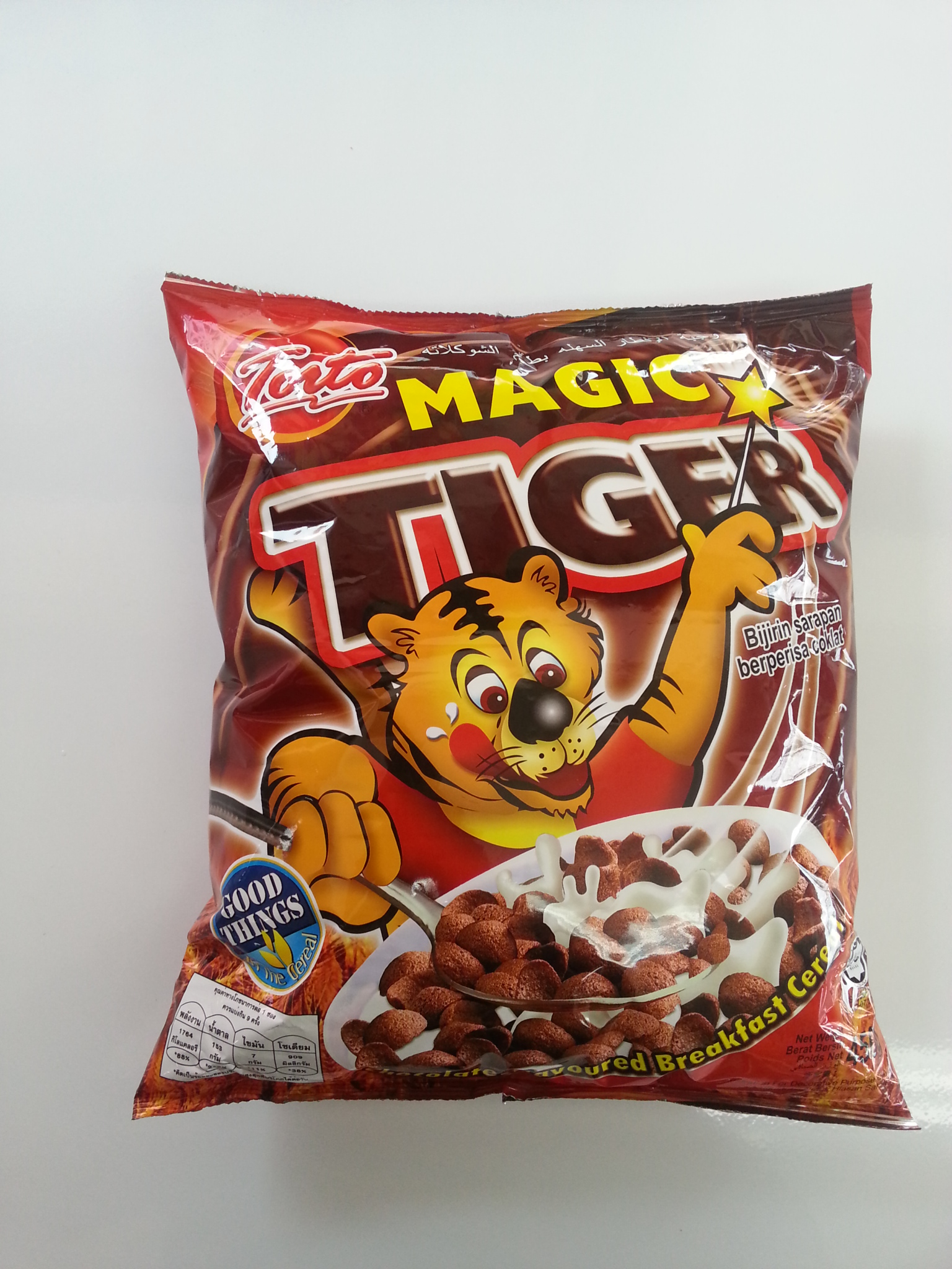 มาจิค ไทเกอร์ อาหารเช้าซีเรียลผสมข้าวโพดรสช็อคโกแลต ตราโตรโต 450g.
