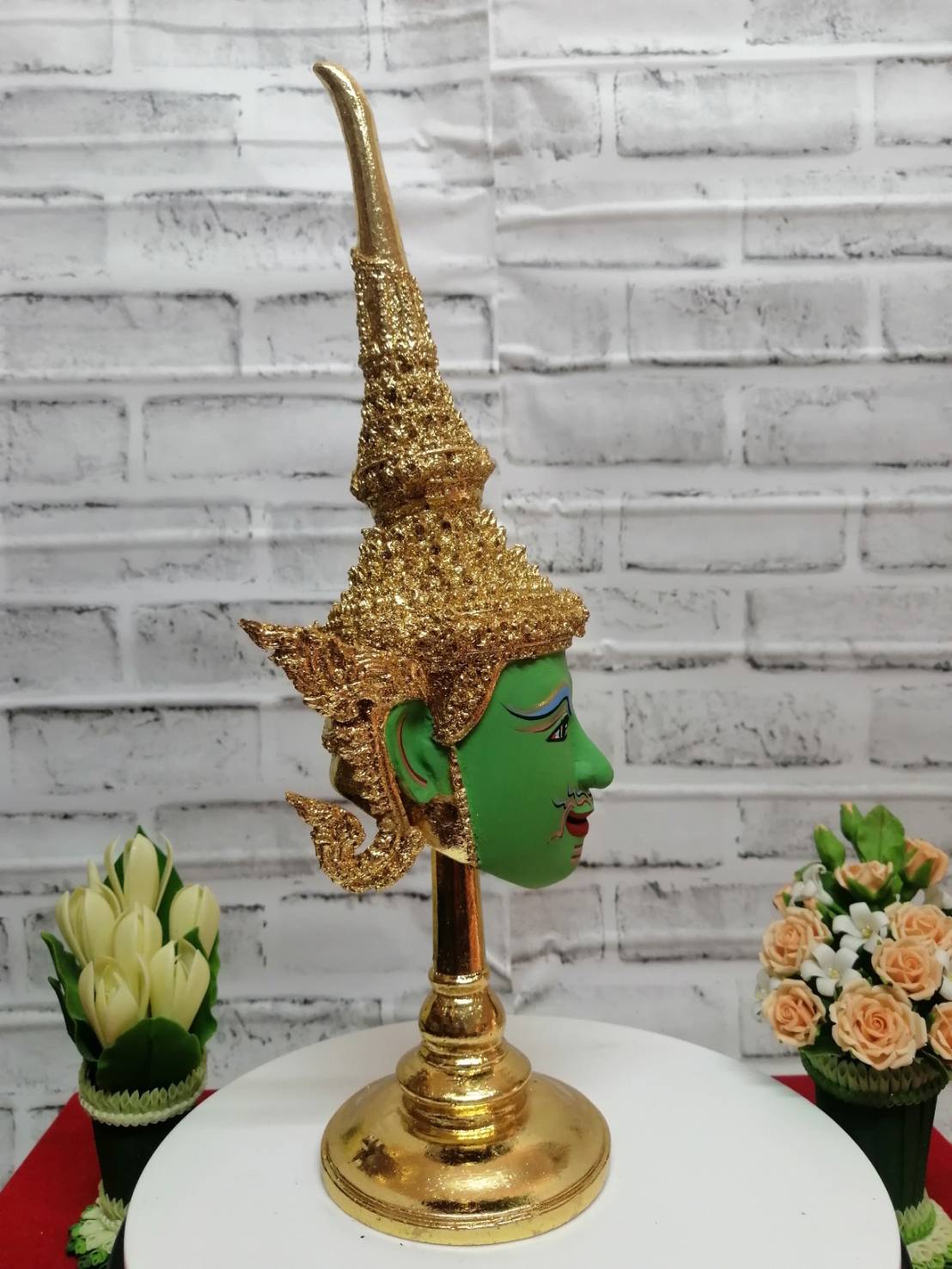 เศียรครู พระอินทร์ ขนาด 5 นิ้ว พร้อมฐานปิดทอง