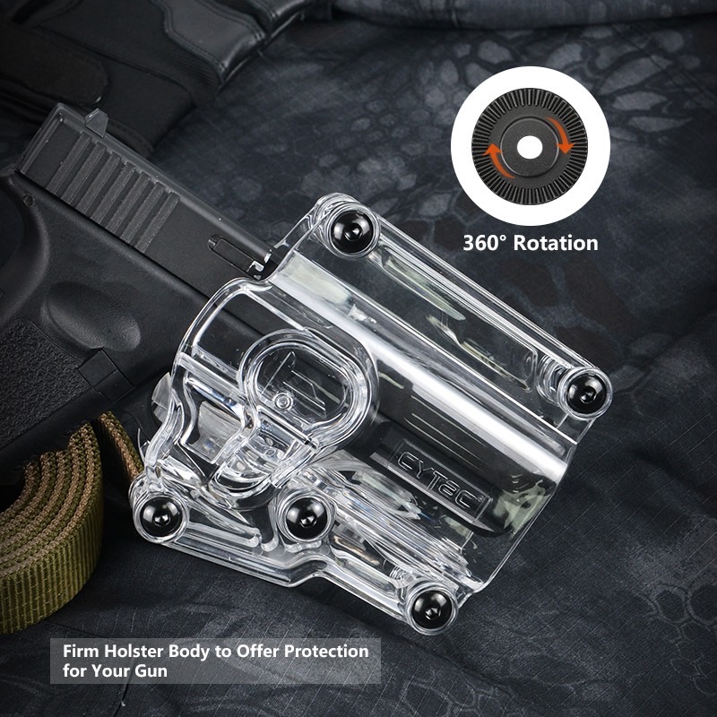 New. ซอง Megafit แบบใส ( Transparent Cytac Mega-Fit Holster ) -ซองปืนที่ออกแบบมาให้สามารถใช้งานได้หลากหลายรุ่น (ตามตารางแนบ) เช่น Glock , Sig Sauer, CZ , Beretta, Ruger , S&W, Walther, Colt, Taurus และอื่นๆ -ผลิตจากวัสดุ Polymer ชนิดใส -ซองถูกออกแบบให้ปลด