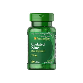 Zinc Chelated 25 mg ป้องกันผมร่วง ลดความมันบนหนังศีรษะ (Puritan's Pride)