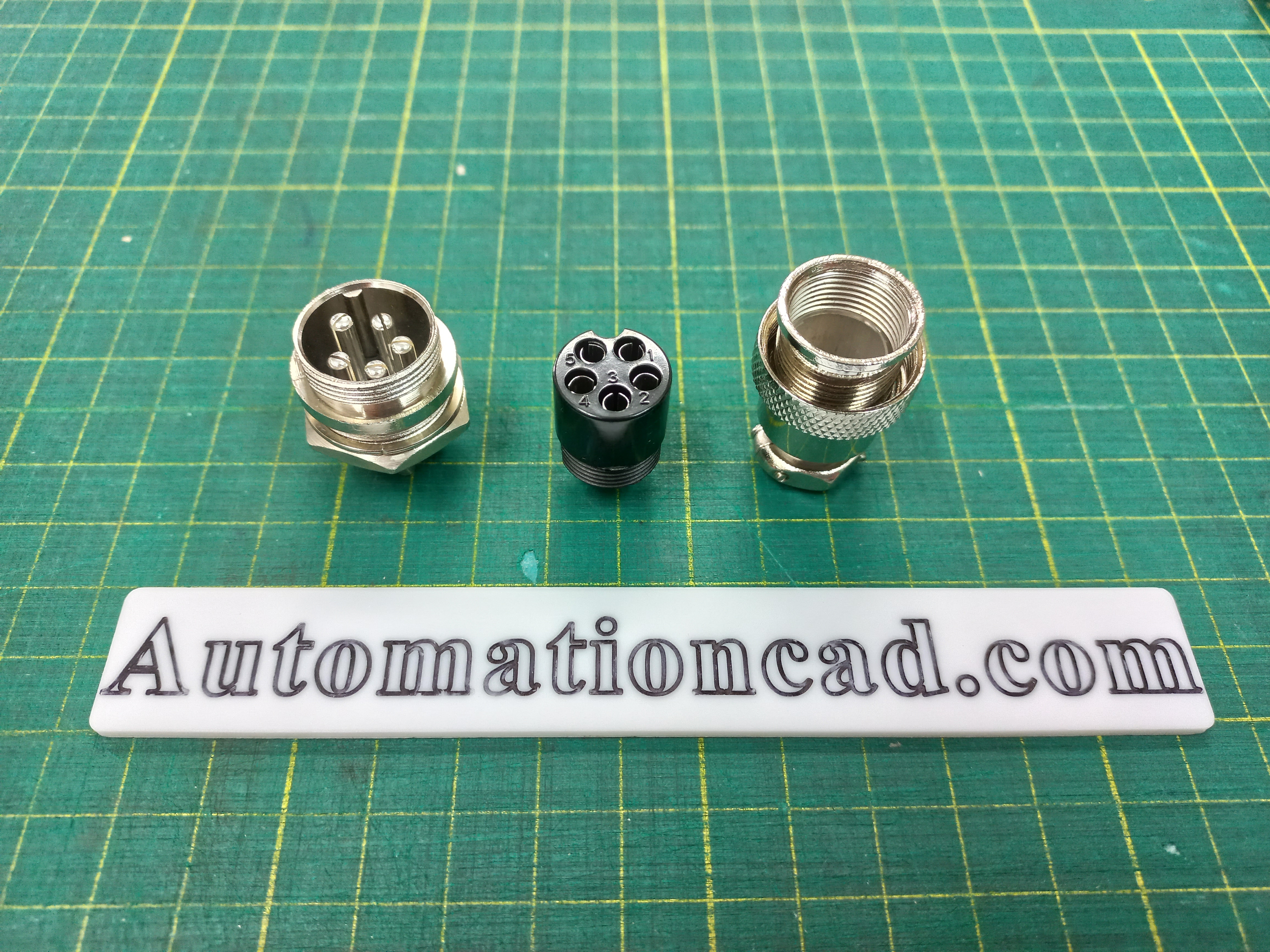 คอนเนคเตอร์ แบบกลม 5Pins แบบตรง ตัวผู้+ตัวเมีย Connector เกลียว 20 มิล