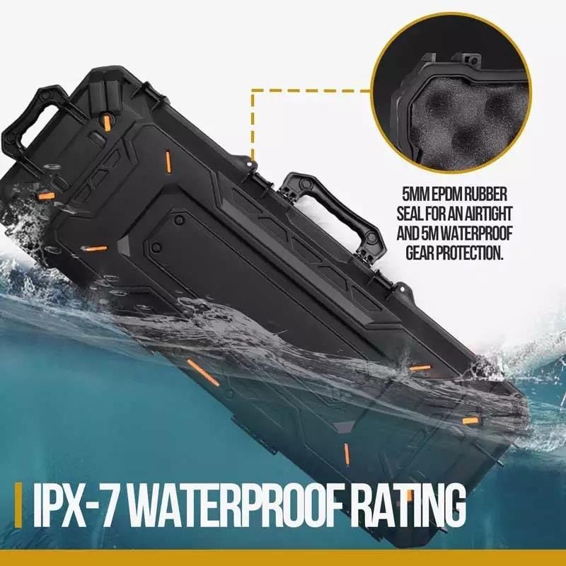 re-stockรอบ3จ้า เคสปืน พร้อมล้อลาก กล่องอุปกรณ์อเนกประสงค์ ทำจากวัสดุคุณภาพกันกระแทกได้ดี ด้านในบุด้วยฟองน้ำไดคัท และฟองน้ำรังไข่ สามารถหยิบออกเป็นชิ้นเพื่อวางสินค้า ขนาดใหญ่ 109*41*16.5cm ขนาดเล็ก32*28*8.5cm ใช้ได้ในอุณหภูมิ -40-80c กันน้ำIPX-7