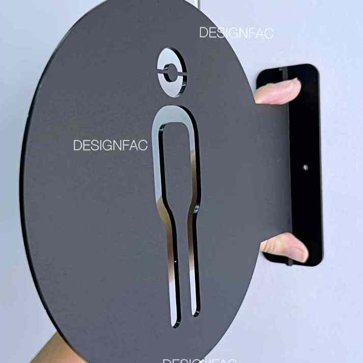 ป้ายห้องน้ำชายหญิงแบบติดยื่นจากผนัง เห็นลาย 2 ข้าง สไตล์โมเดิร์น มินิมอล มูจิ เรียบหรู