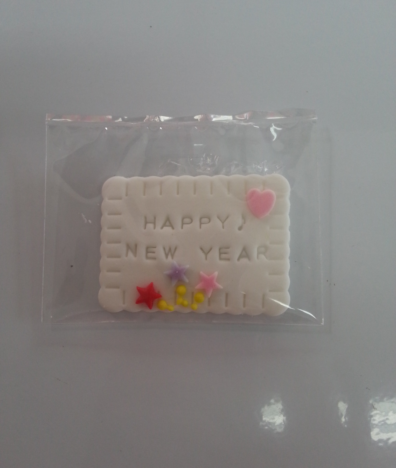 ป้าย นํ้าตาลแต่งหน้า HAPPY MEM YEAR ขาว 15g.