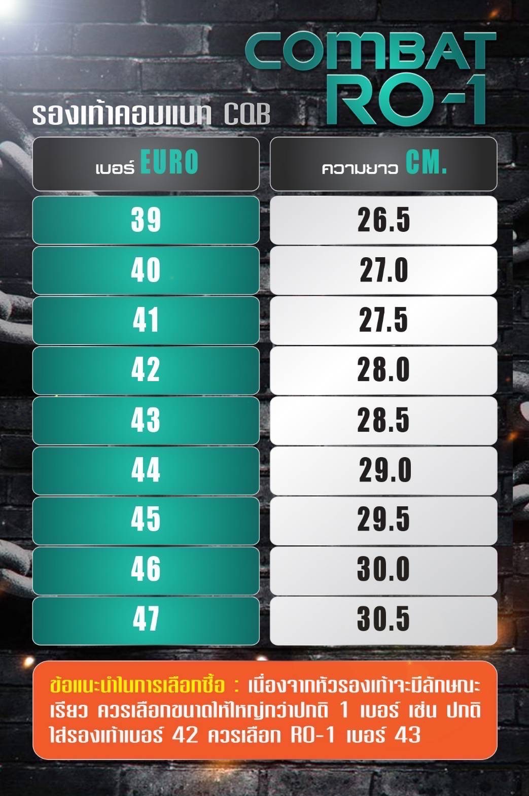 New. รองเท้า Combat CQB: RO-1# ( พื้นทรง โรเสิร์ท) - ผลิตจาก หนังวัวแท้ พื้นทรง โรเสิร์ท ใส่แล้ว เท้าดูเรียว สูง - กิ๊ปปลดไว 9 รู ความสูง 11.5 นิ้ว จากพื้น - หนัง ใช้วิธีการฟอกแบบ Vegetrable Tanning ทำให้หนัง มีความนุ่ม ใส่สบาย ไม่กัดเท้า - พื้นรองเท้า ผล