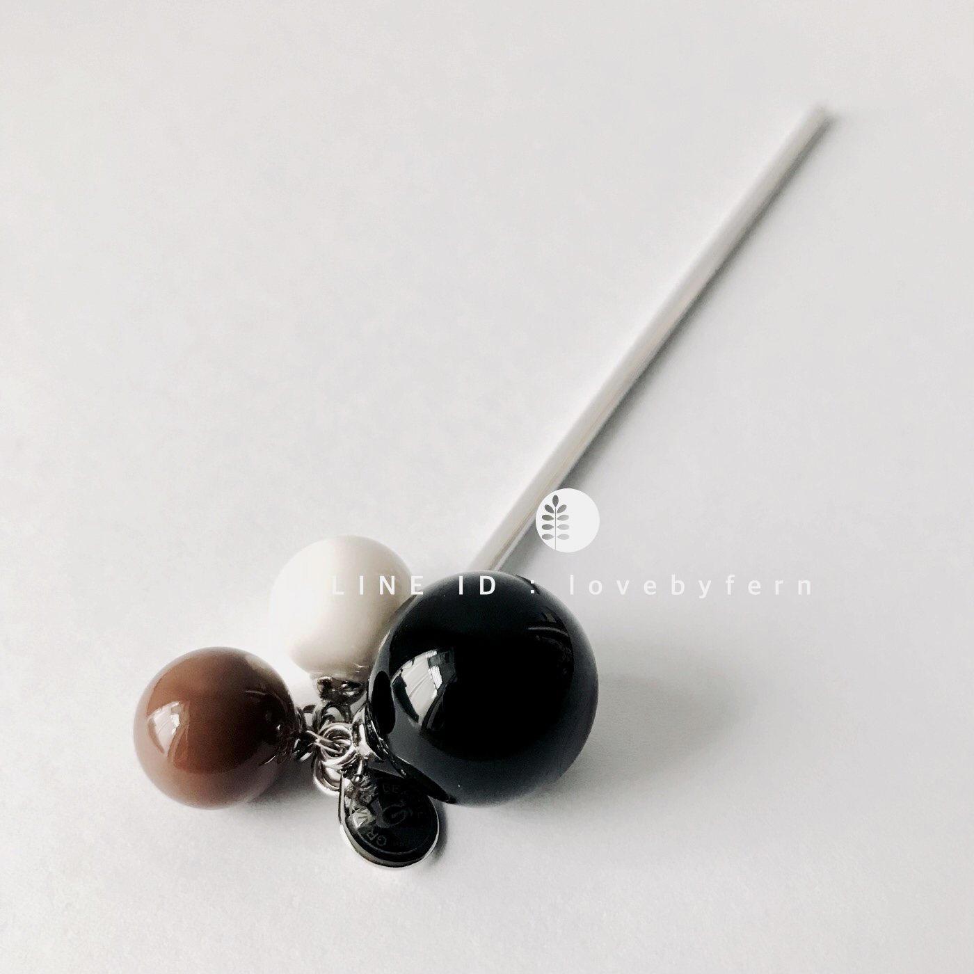 ปิ่นปักผมเซลลูโลส 12.5 cm บอล 3 สี ดำ 1.6 cm & ครีมและน้ำตาล 1.1 cm น่ารัก สวยงาม คลาสสิค #Aznavour #GRAINdeBEAUTE #AZ #GB #MadeinKorea