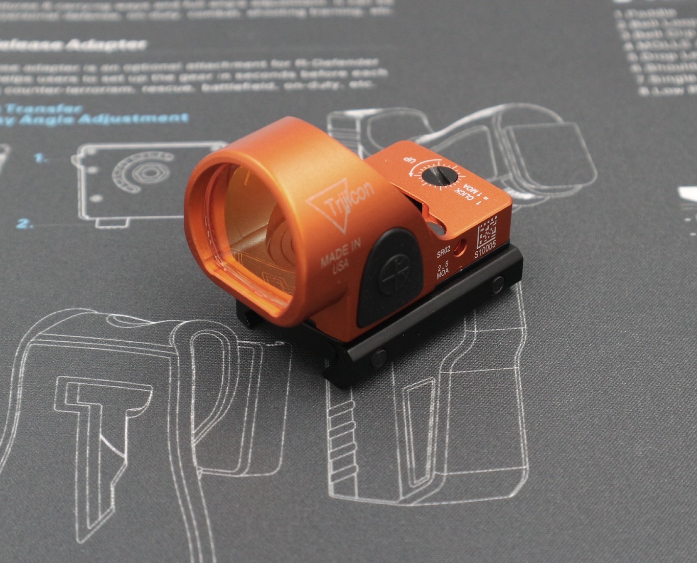 New.Trijicon SRO Red Dot ผลิตจากวัสดุ Aluminum ทำผิว hard anodized ขนาด 2.5 MOA Dot Red dot สีแดง คมชัด รูปร่างขนาดเล็ก Low Profile มาพร้อมขาจับ mount แบบ 20 มม. และ Glock mount ( บีบีกัน ) ปรับระดับความสว่างง่าย +/- ด้านข้าง Battery : 1*CR2032 (แถมมา) แถ