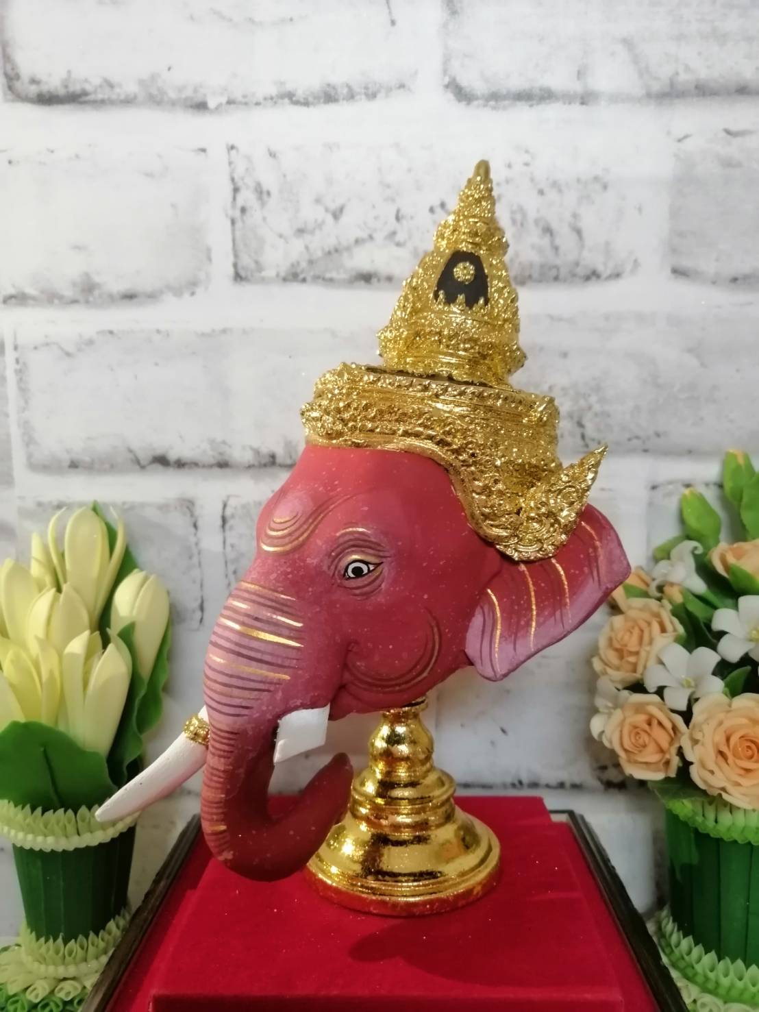 พระพิฆเนศ ขนาดกลาง เรซิ่น พร้อมฐานปิดทอง