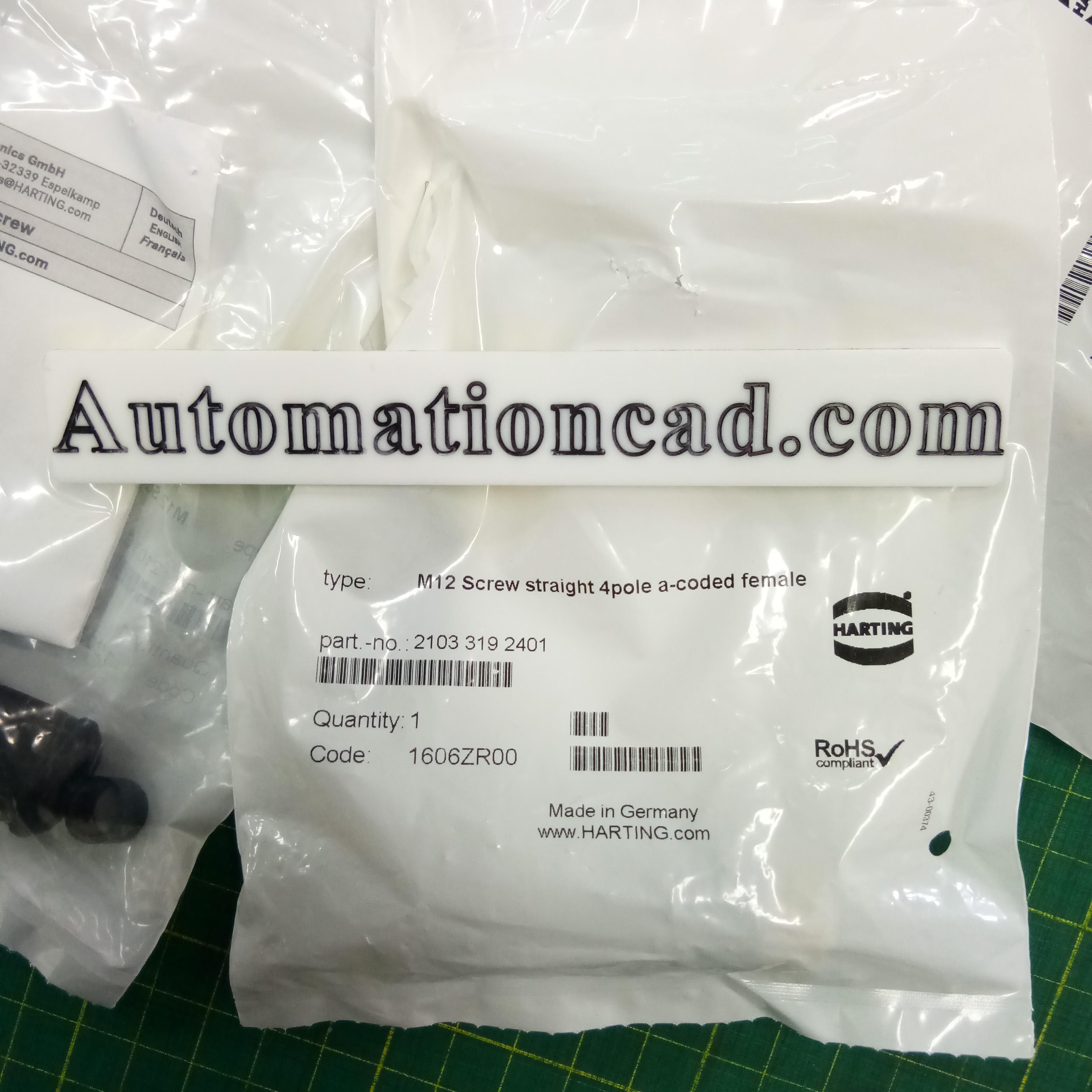 หัวคอนเนคเตอร์ M12 Connector HARTING แบบตรง ตัวเมีย 4 Pins - 2103 319 2401