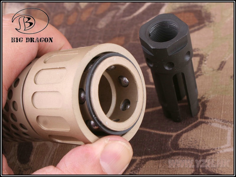 Knight's Armament QDC CQB Barrel Extension KAC 556 QDC CQB Airsoft Dummy Quick Detach Suppressor (CQB Length,DE)