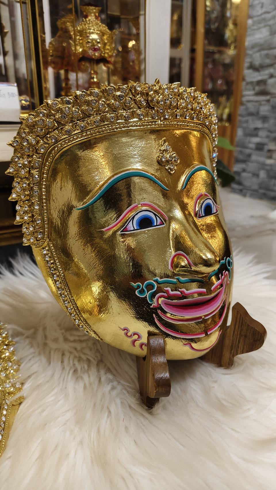 ฐานวางหน้ากาก ไม้สัก ขนาด สูง 7 นิ้ว งานสวย