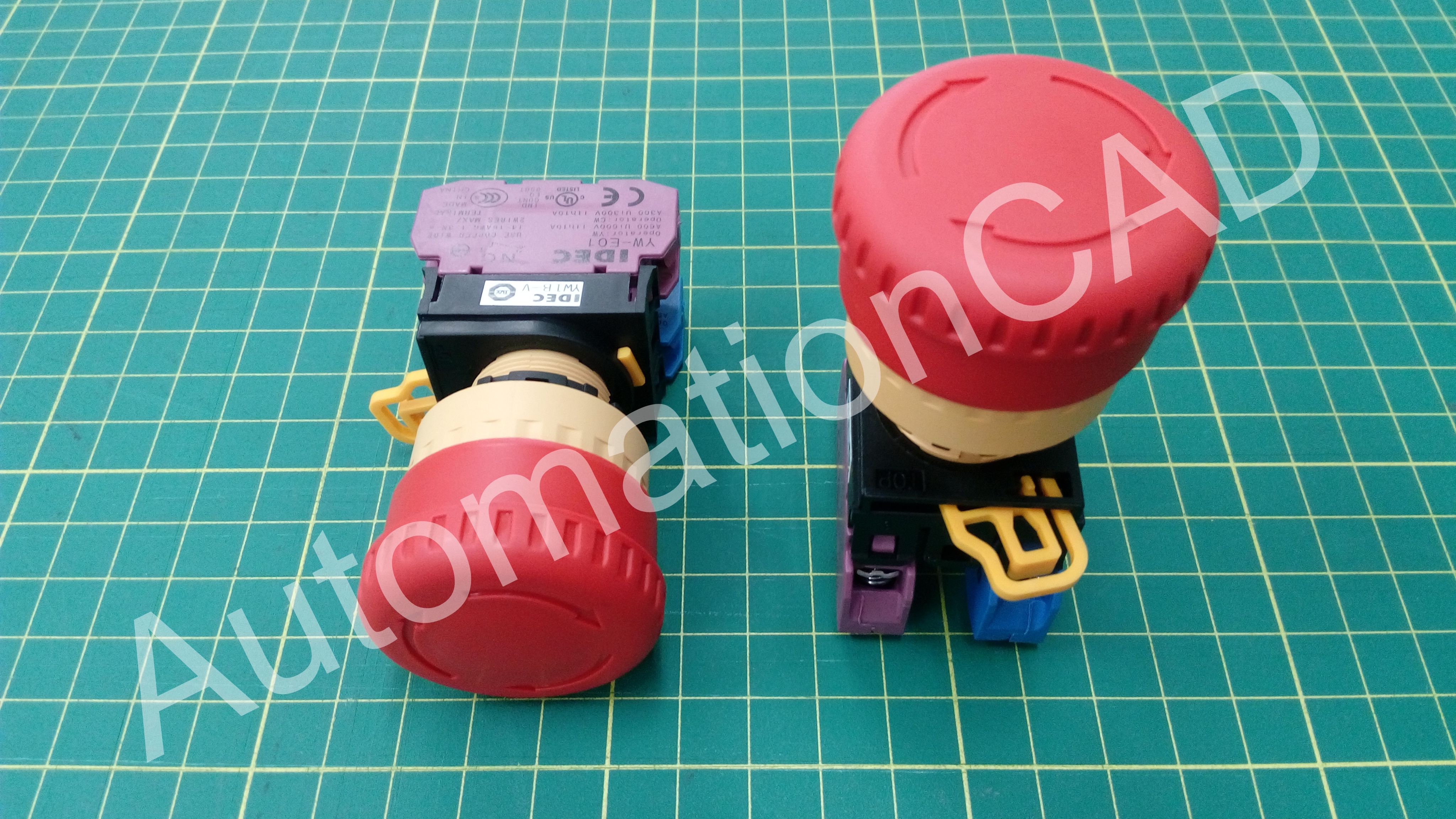 ปุ่มกด Emergency 1NO 1NC IDEC สวิตซ์กดล็อกหัวเห็ด รู 22 mm