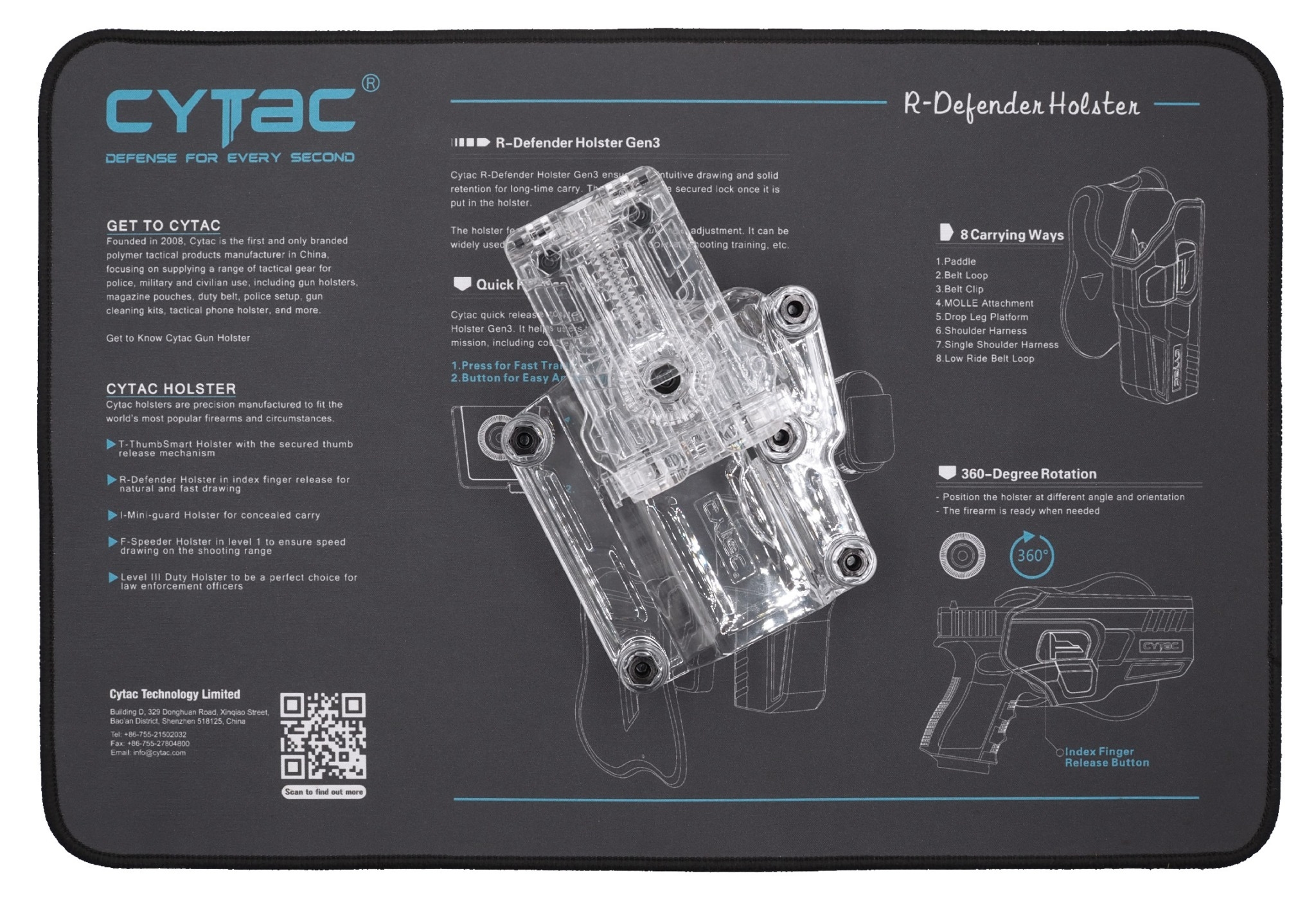 New.ซองใส SIG365 Megafit ( Transparent Cytac Mega-Fit Holster ) -ซองปืนที่ออกแบบมาให้สามารถใช้งานได้หลากหลายรุ่น (ตามตารางแนบ) เช่น Glock , Sig Sauer, CZ , Beretta, Ruger , S&W, Walther, Colt, Taurus และอื่นๆ -ผลิตจากวัสดุ Polymer ชนิดใส -ซองถูกออกแบบให้ป