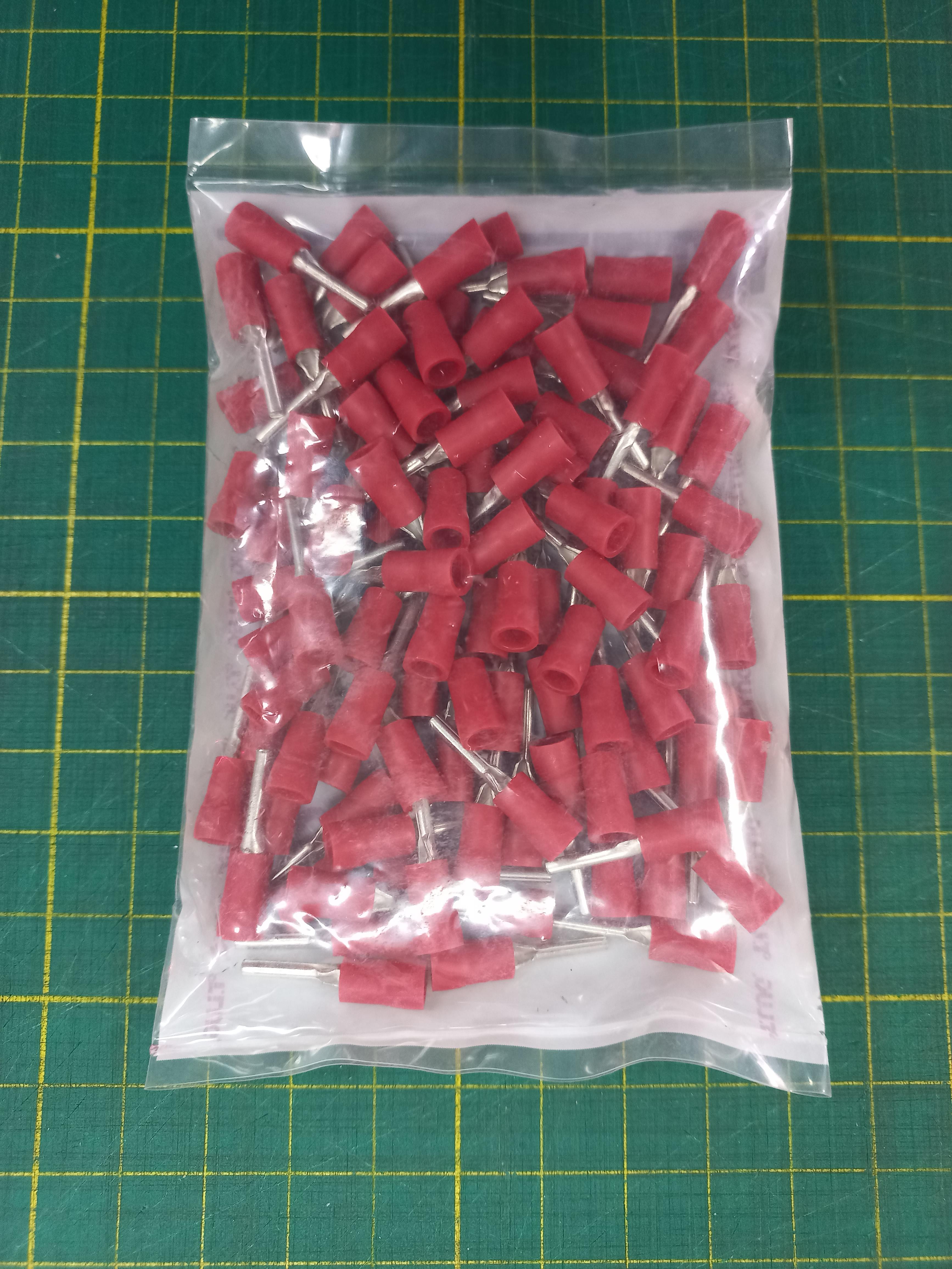 หัวเสียบก้านไม้ขีด แบบกลมหุ้ม สีแดง PIN 1.5 AF TLUG ใช้กับสาย 1.5 sq.mm (100 ชิ้น/ห่อ)