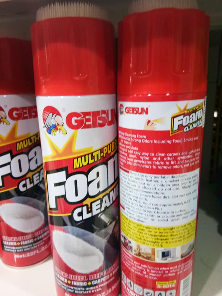 โฟมทำความสะอาดเบาะผ้ารถยนต์ โซฟา เก้าอี้ รองเท้าผ้าใบ ใช้ดี GETSUN 650ml สเปรย์โฟมทำความสะอาด พรม ผ้า กำมะหยี่ สเปรย์โฟมทำความสะอาดเบาะผ้า พรมกำมะหยี่ สามารถขจัดคราบสกปรกได้ ทั้งที่เป็น Oil base เช่น จารบี น้ำหมึก น้ำยาขัดรองเท้า ลิปสติก ฯลฯ สเปรย์สุตรโฟม