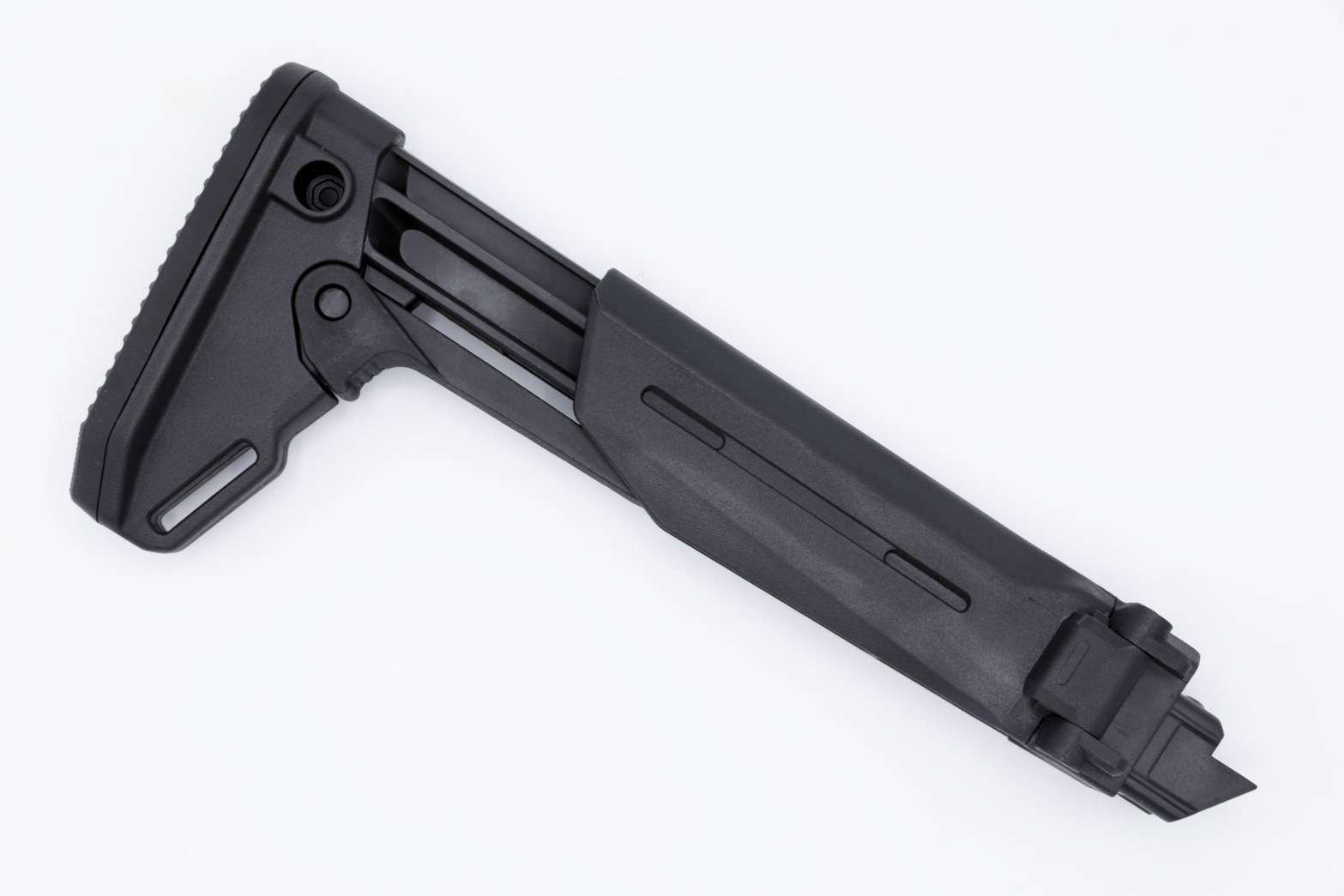 New. พานท้าย AK ทรง Magpul รุ่น Zhukov-S - ผลิตจากโพลิเมอร์เนื้อหนา - ทนทาน - ติดตั้ง่าย - สามารถติดตั้งกับตระกูล AK ได้ทุกรุ่น - สามารถยืดหดได้ 5 ระดับ - สามารถพับพานท้ายได้ (บานพับแข็งแรงไม่คลอน) - มีรูสำหรับติดตั้งหูกระวิน (QD) 3 จุด - มีรูสำหรับร้อยสา