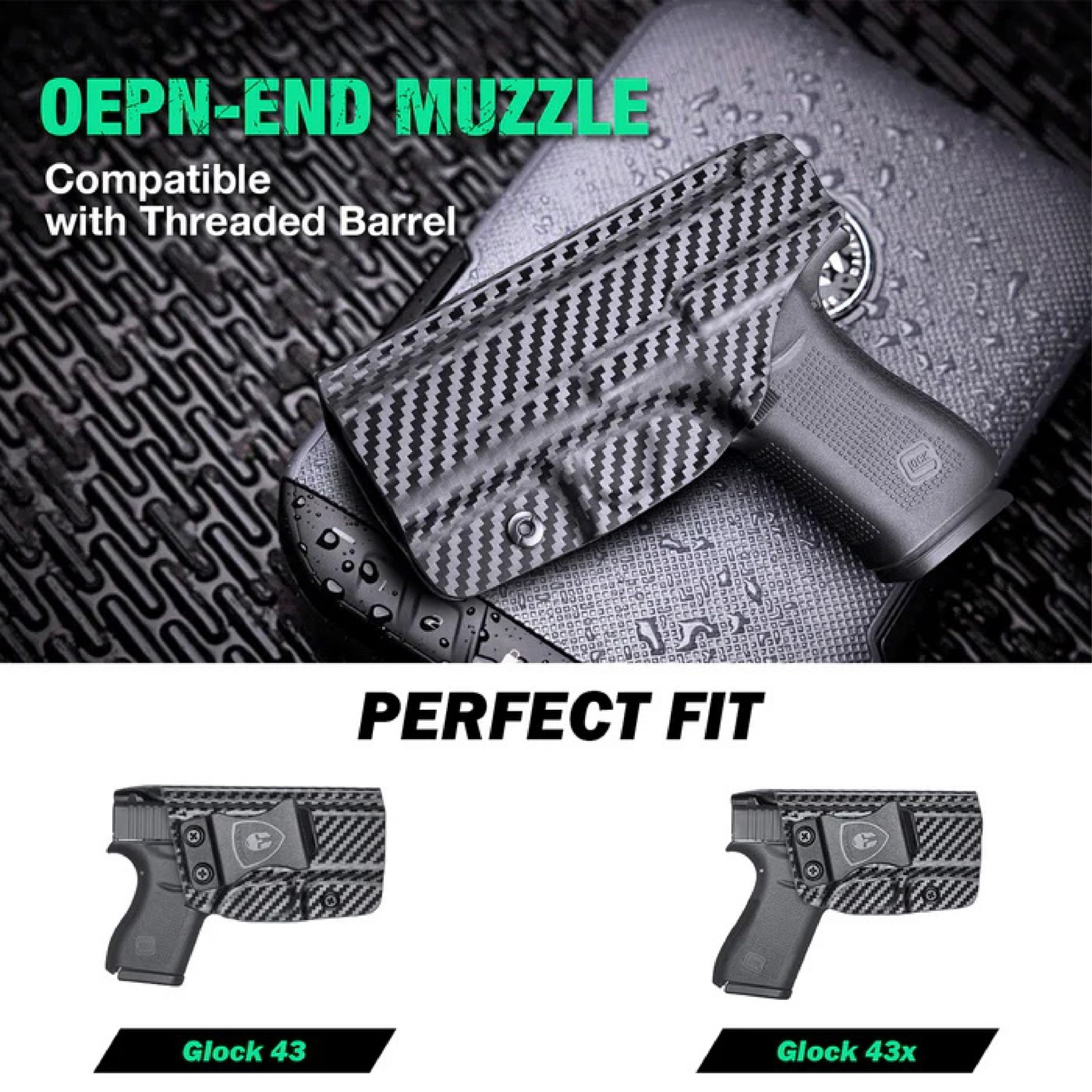 New. ซองพกใน Carbon Fiber Glock 43X MOS Warriorland Carbon Fiber Holster Glock 43X MOS ( Warriorland ) - ผลิตจาก Carbon Fiber คุณภาพสูง - แผ่นหนา 2 mm. แข็งแรงทนทา - ออกแบบให้ซองคลุมรอบโกร่งไก ป้องกันอุบัติเหตุ - ซองไม่เก็บความชื้น ทำความสะอาดง่าย - ปรับค