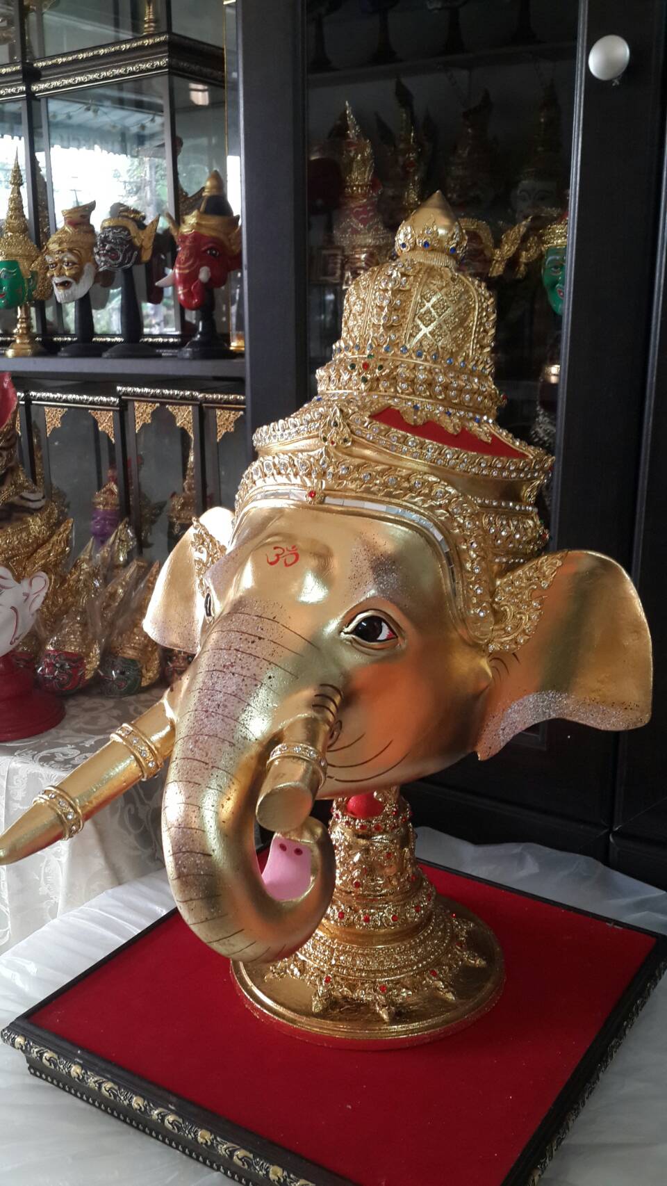 พระพิฆเนศ ขนาดครอบ งานทองแท้ ประดับเพชรน้ำดี