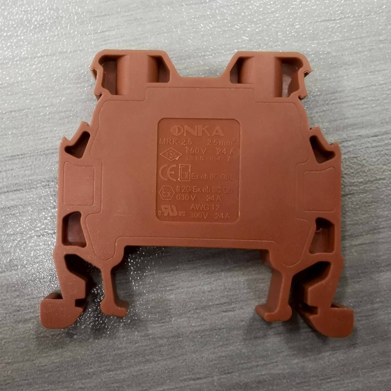 เทอร์มินอล ออนก้า 24A ใช้กับสายขนาด 2.5mm² ONKA-1016 Scewed terminal Brown 1010016 MRK Series