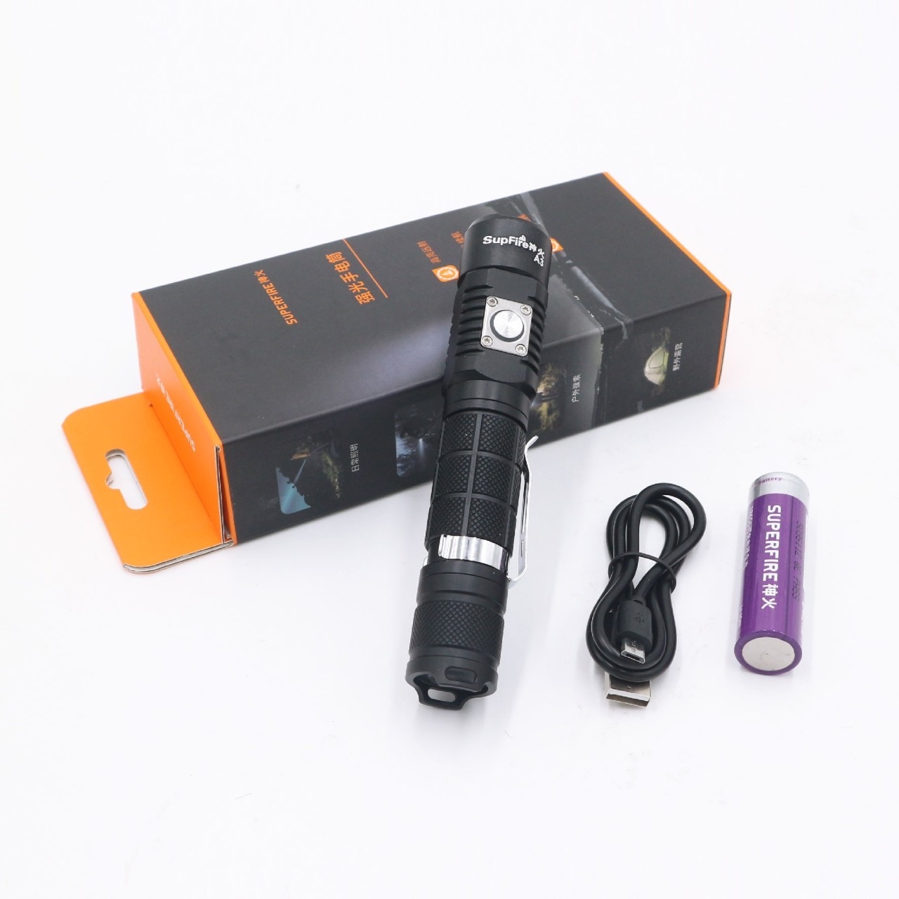 (clapping hands)สินค้าเข้ามาใหม่ค่ะ(clapping hands) (fire)ไฟฉาย Supfire รุ่น A3 🔹 หลอดไฟ CREE XML2 10W ไฟแรง 🔹 ให้ความสว่าง 1100 Lumens ระยะ 200 เมตร 🔹 ผลิตจากวัสดุอัลลูมีเนียมอัลลอยด์ น้ำหนักเบา 🔹 ขนาดไฟฉาย ความยาว 14.5 cm