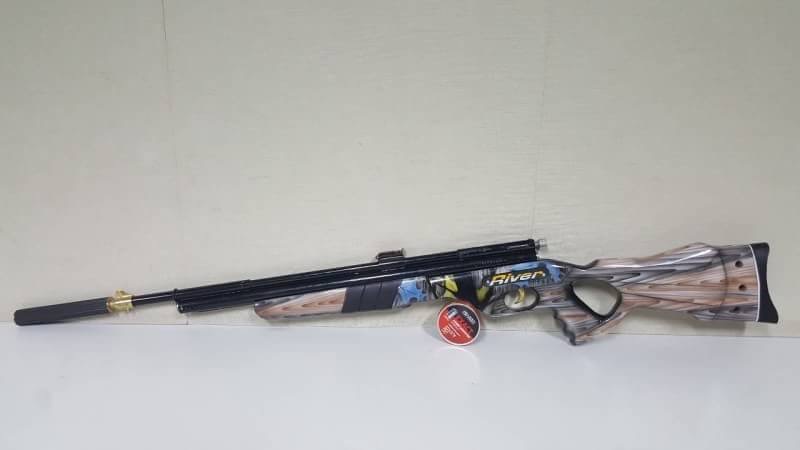 New.ปืนอัดลมปั๊มอินโดSharp River 5.5mm.cal. Slide Pump Air Rifle เบอร์ 2 ✔แรง 600Fps. ✔Body Wood ไม้ ✔Slide Pump 3-9 ครั้ง ✔ป้อนกระสุนทีละนัดยิง ✔ลำกล้อง Barrel 67cm ✔มาพร้อมศูนย์หน้า-หลัง ✔หวังผล 25-35m.ไก