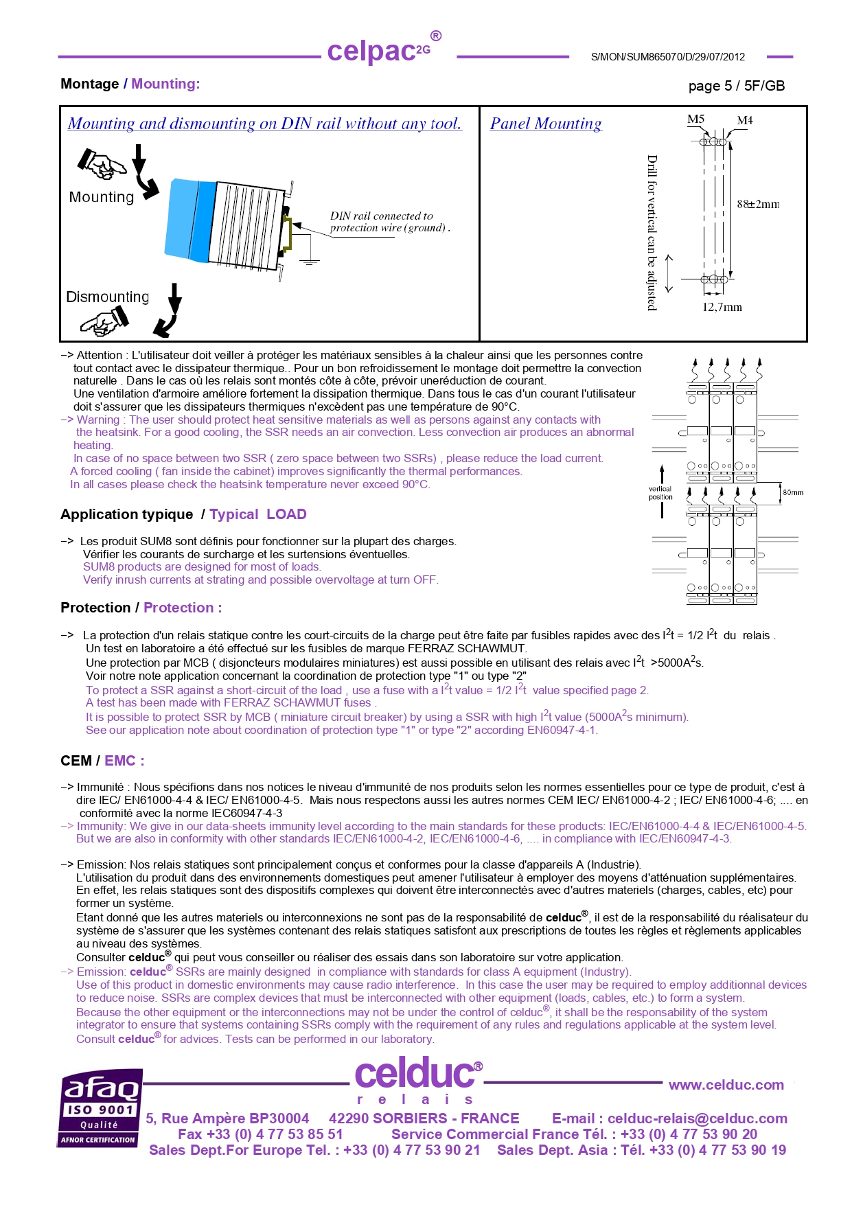 โซลิดสเตต SSR 45A 24-510Vac Input 3.5-32VDC/LED SOLID STATE RELAY CELDUC รุ่น SUM865070