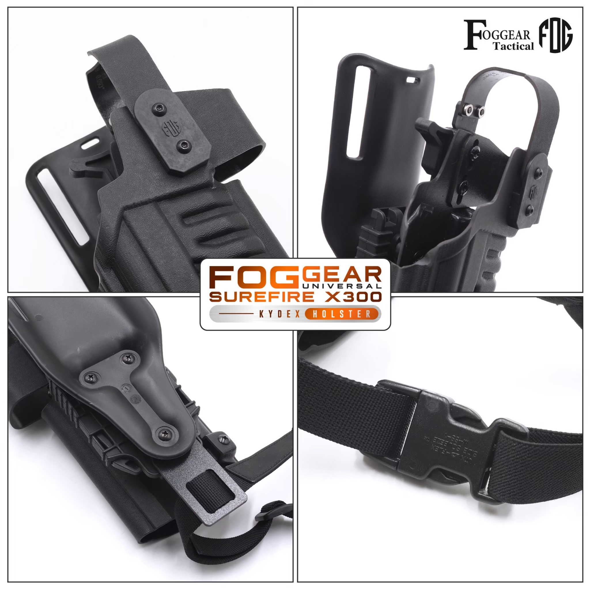 New. FogGear Universal Surefire X300 Kydex Holster 🌀 ซองผลิตจาก Kydex เกรดคุณภาพ 🌀 ซองปลดล็อคนิ้วโป้ง ใช้งานง่าย 🌀 ซองใช้ได้หลากหลายรุ่นเฉพาะที่มีรางจับไฟฉายได้เท่านั้น เช่น G17/G19/G34/SIGP320/Colt1911(ราง)/HKvp9/S&W M&P9/Beretta9