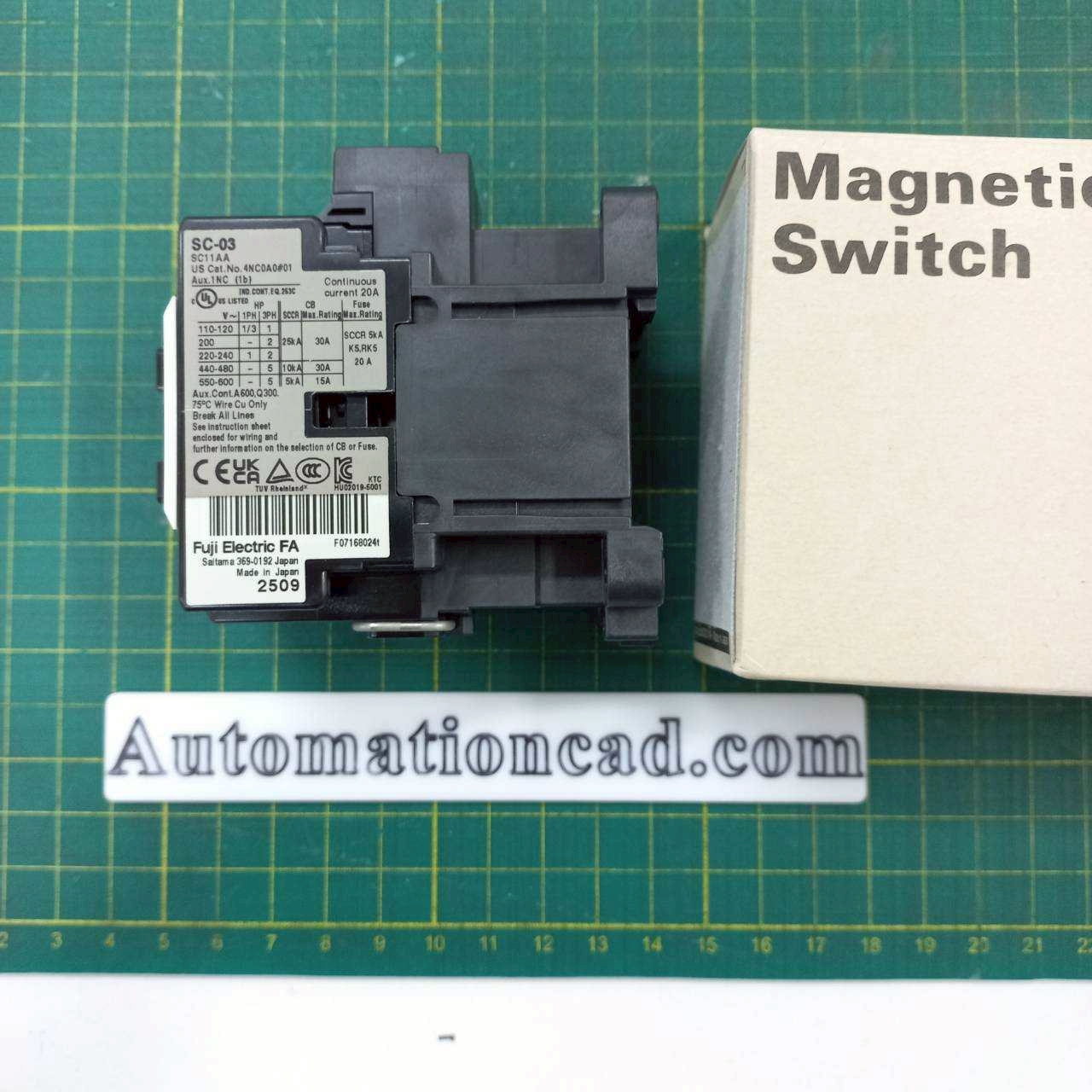 SC-03 CONTACTOR FUJI ELECTRIC แมกเนติก คอนแทคเตอร์ รุ่น SC-03 Coil 220V 3P 1NO 20A Magnetic Switch