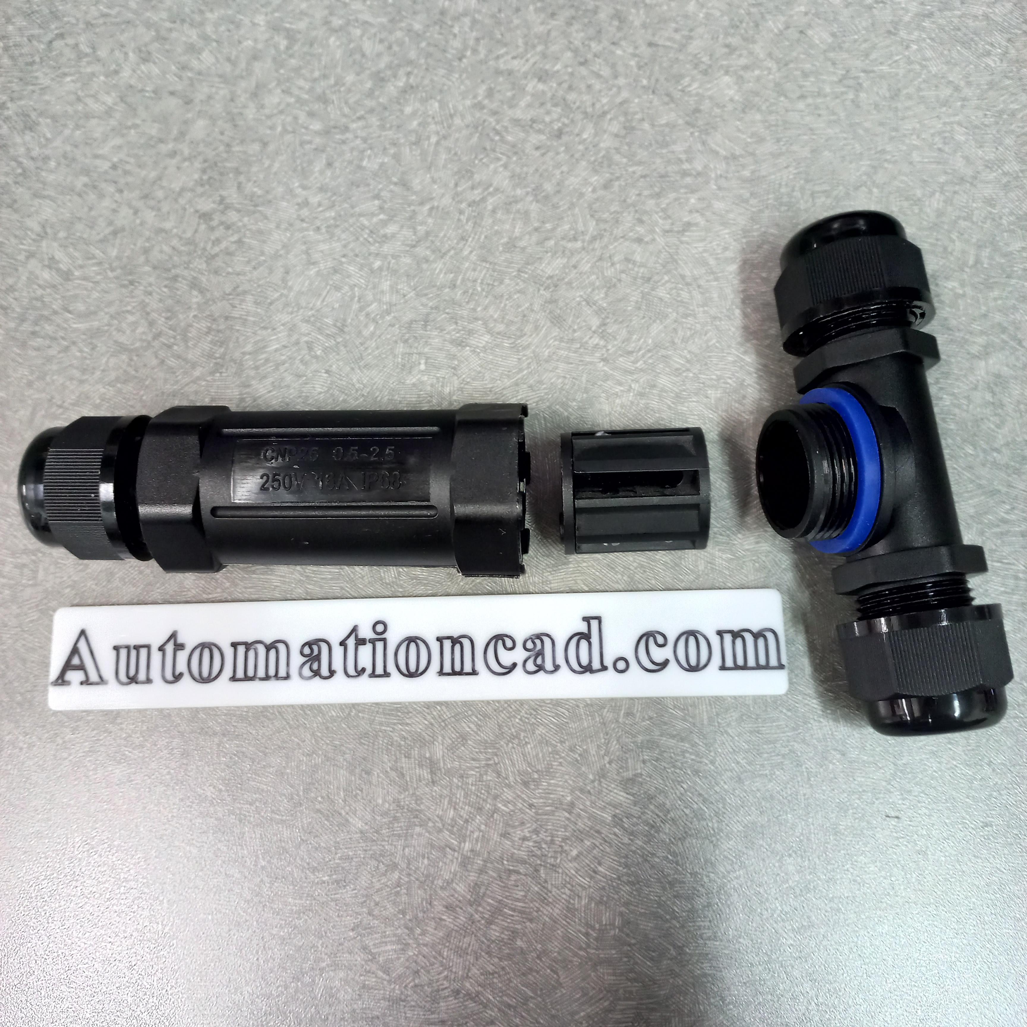 ข้อต่อสายไฟกันน้ำ แบบตัว T ใช้กับสายไฟ ขนาด 0.5 ถึง 2.5 mm² 4 เส้น แบบขันน็อต