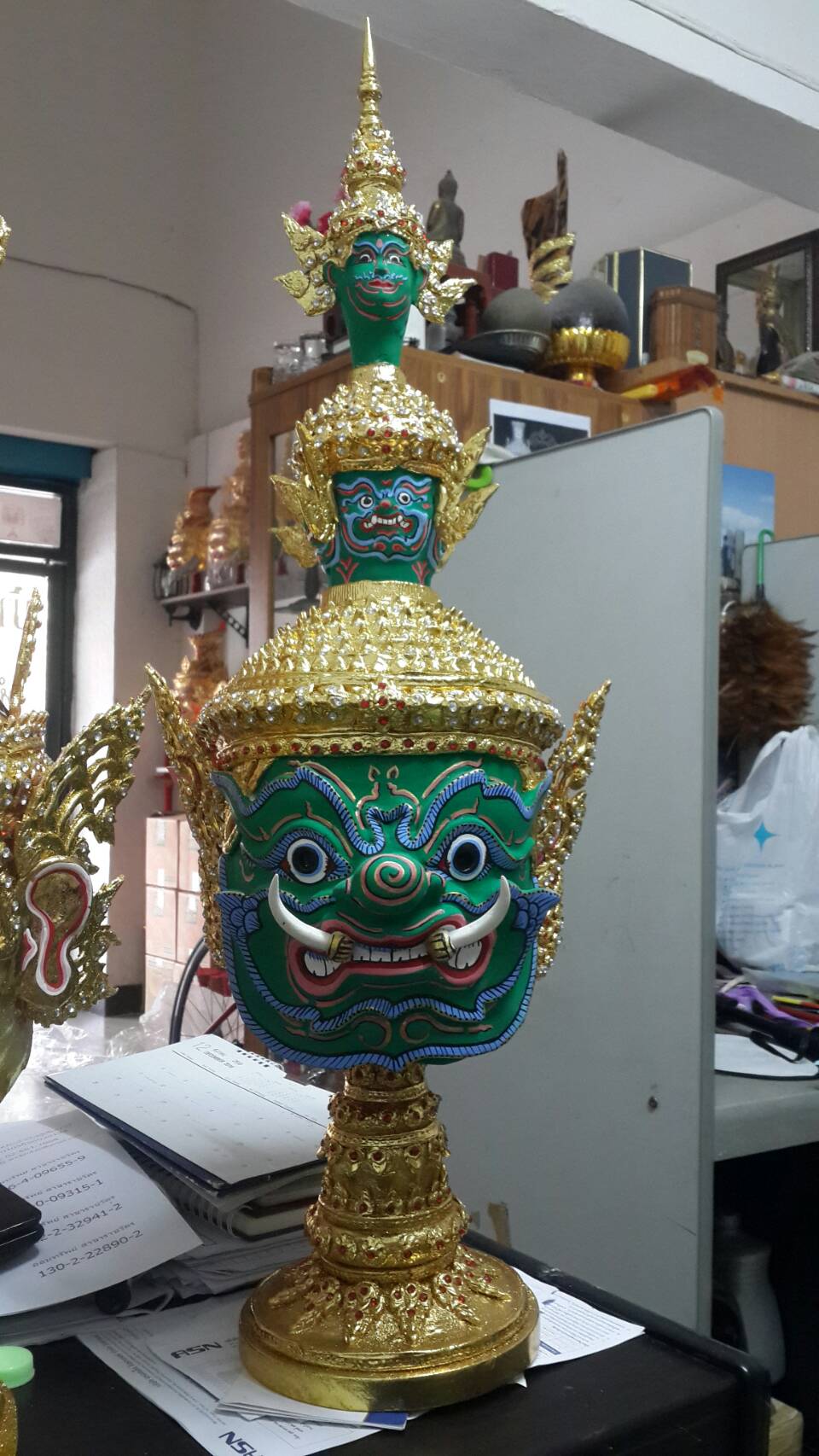 ทศกัณฐ์ (หน้าสีเขียว) ขนาดครอบ