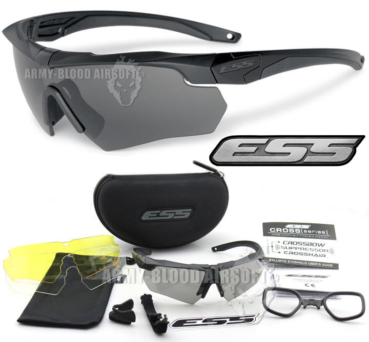ESS Crossbow Ballistic 3LS Kit Eyewear Tactical Glasses E4 Polarized Reduces Glare Lens (BK)prev next
