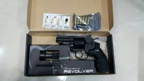 New.ลูกโม่ .357 แม็กนั่ม WinGun Revolver Co2. Powored 708S 2.5" ลูกเบอร์1 สีดำ