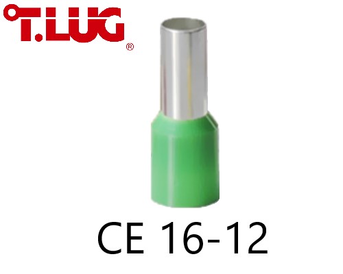 ข้อต่อย้ำปลายสาย แบบเดี่ยวหุ้ม สีเขียว CE16-12 TLUG ใช้กับสายไฟ 16sq.mm (100 ชิ้น/ห่อ)