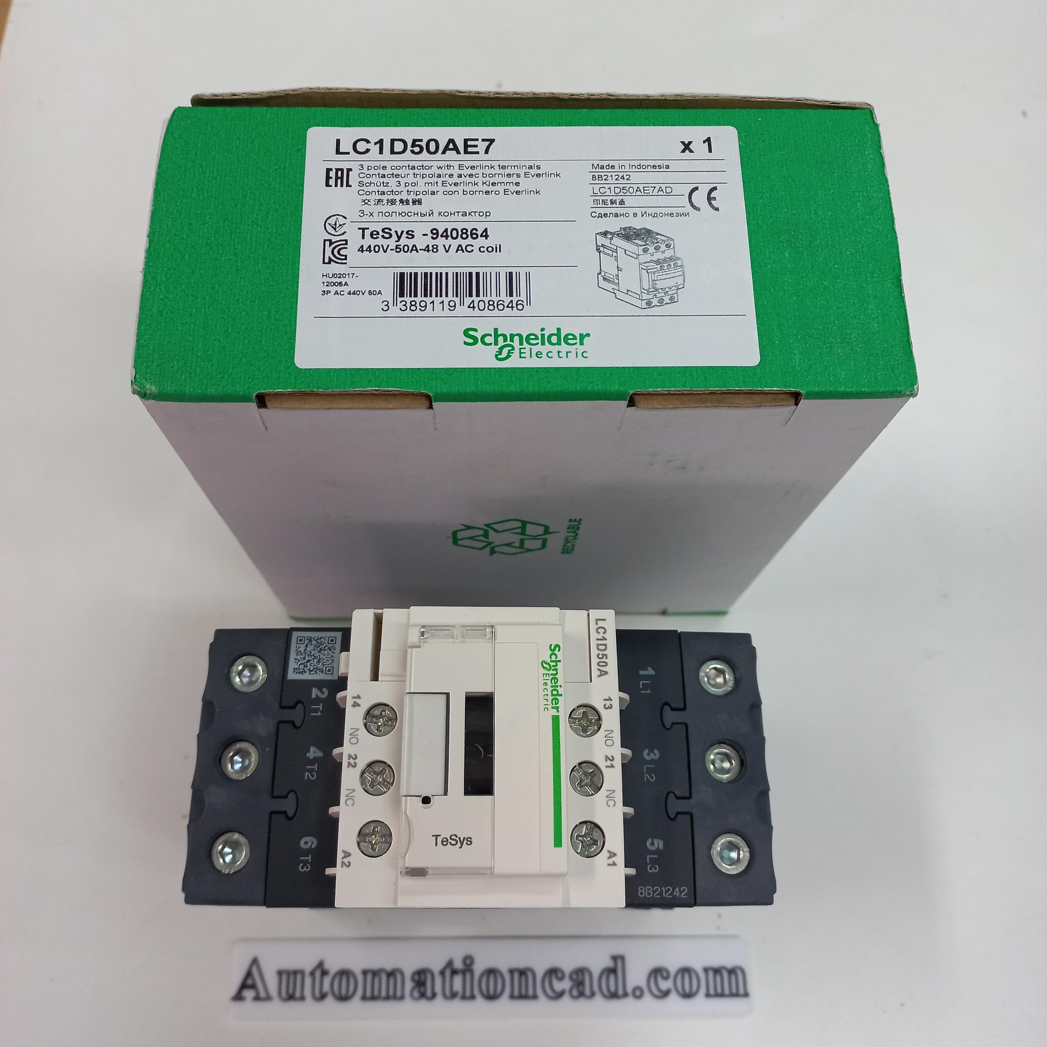 SCHNEIDER MAGNETIC TeSys D แมกเนติก 3เฟส รุ่น LC1D50AE7 48VAC