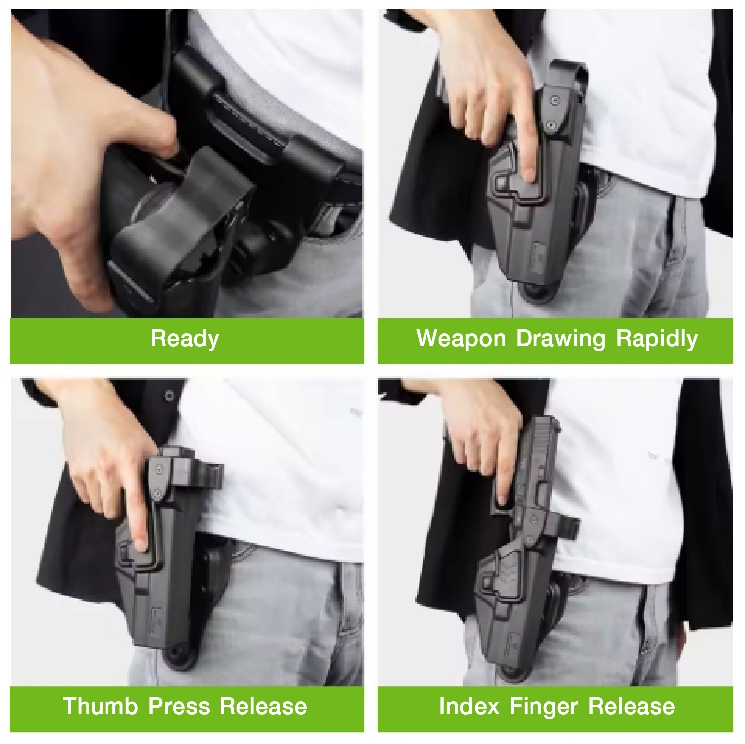 New. ซองพกนอก G17/19 Level 3 GF ( Gun Flower G17/19 Duty Holster Level III ) 🌀 ผลิตจาก Nylon PA66 เกรดคุณภาพ 🌀 ซองออกแบบมาเพื่อความปลอดภัยในการปฏิบัติหน้าที่ 🌀 Double lock 2 ชั้น ปลดนิ้วโป้งก่อน แล้วจึงปลดนิ้วชี้ตาม 🌀 ป้องก