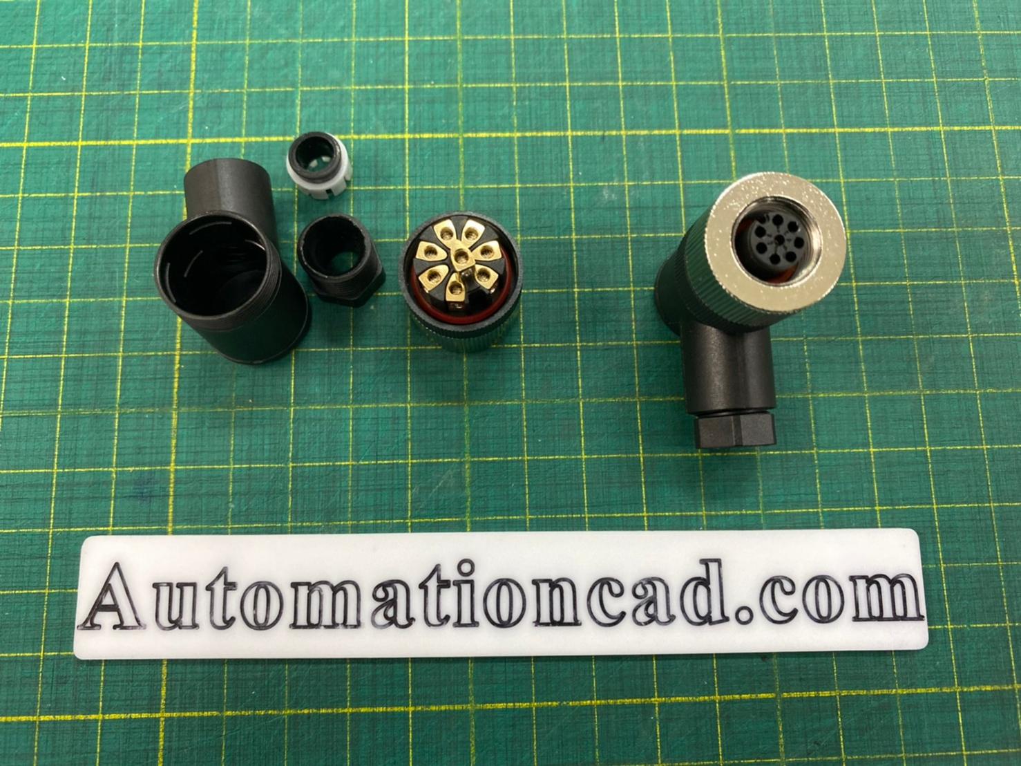 หัวคอนเนคเตอร์ M12 8Pins แบบงอ 90 ํ ตัวเมีย Connector