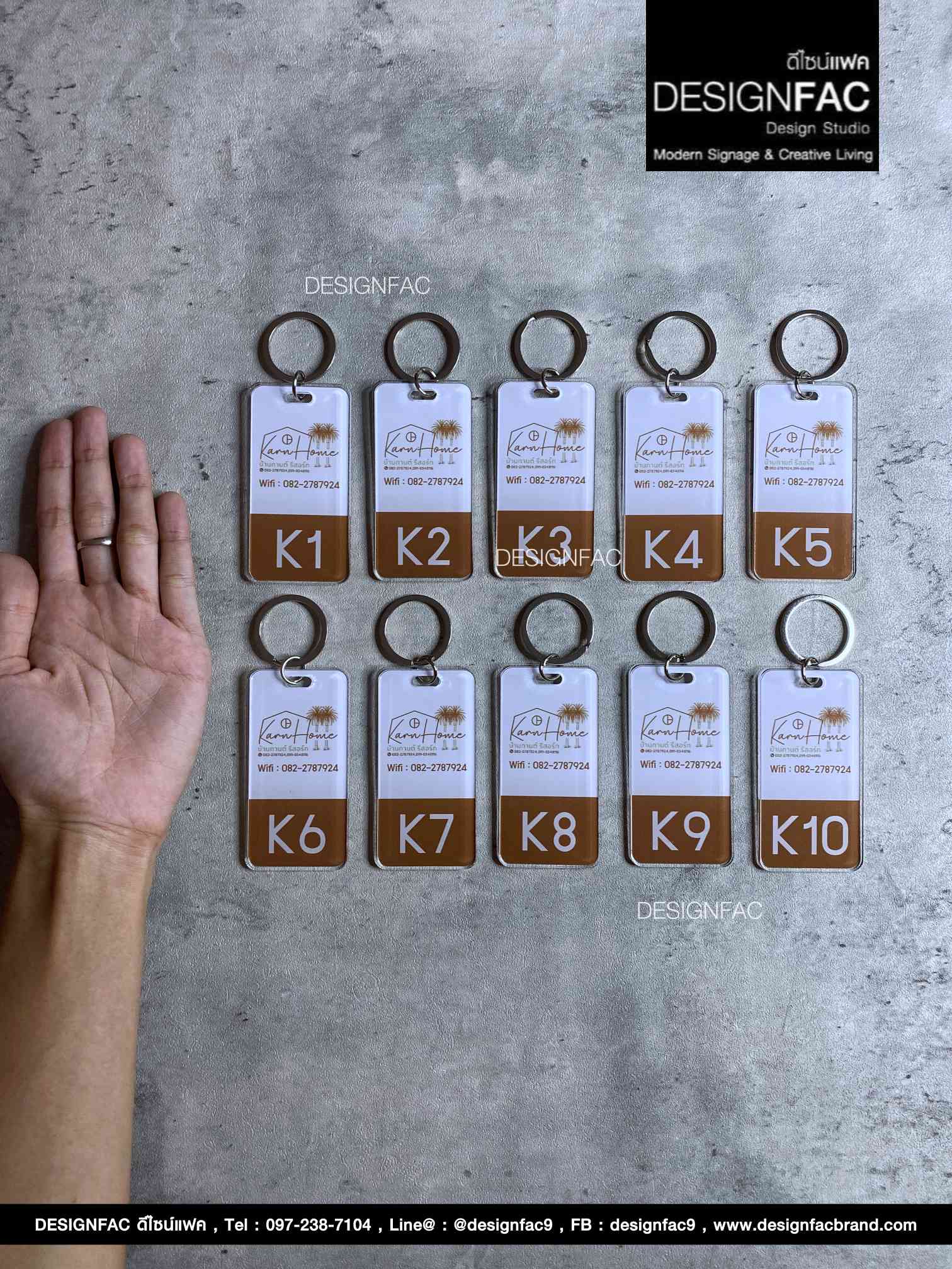 พวงกุญแจเลขห้องพัก พวงกุญแจอะคริลิค สไตล์โมเดิร์น มินิมอล