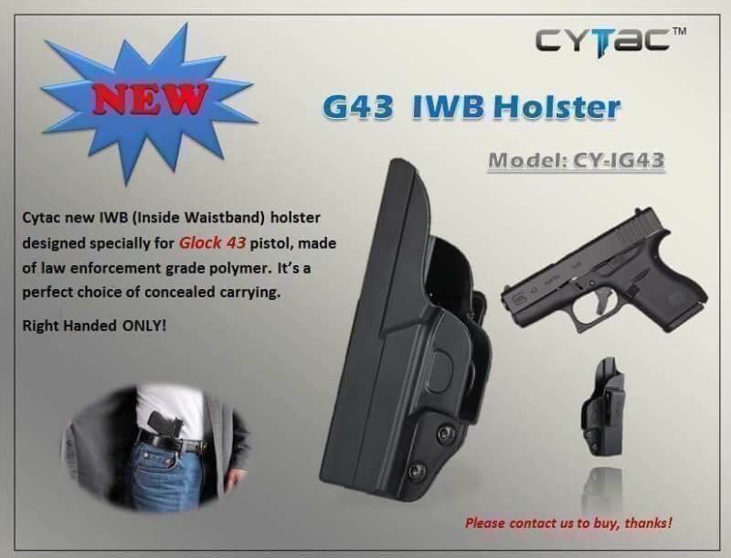 New.ซองปืน พกนอก / พกใน Cytac สำหรับปืน GLOCK 43 กดปลดล๊อก-เซฟตี้ ‼️ป้องกันการแย่งปืนได้ดีเยี่ยม มีเพลทปรับ ระดับ ความสูงตำ่ในตัว 📌❗️ราคาโปรโมชชั่น ราคาพิเศษ 1,300 บาท เท่านั้น ❗️📌 ======================== 📦 สนใจสินค้