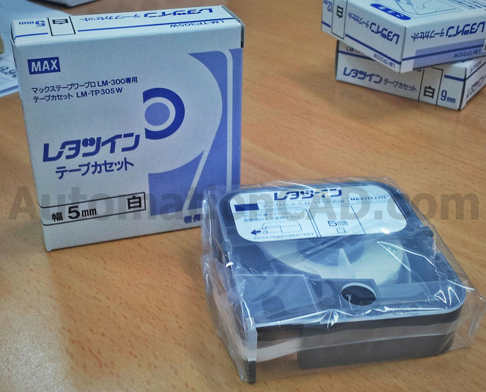 สติ๊กเกอร์ LABEL TAPE with CASSETTE WHITE 5 mm. ยาว 8 m ใช้กับ MAX LETATWIN